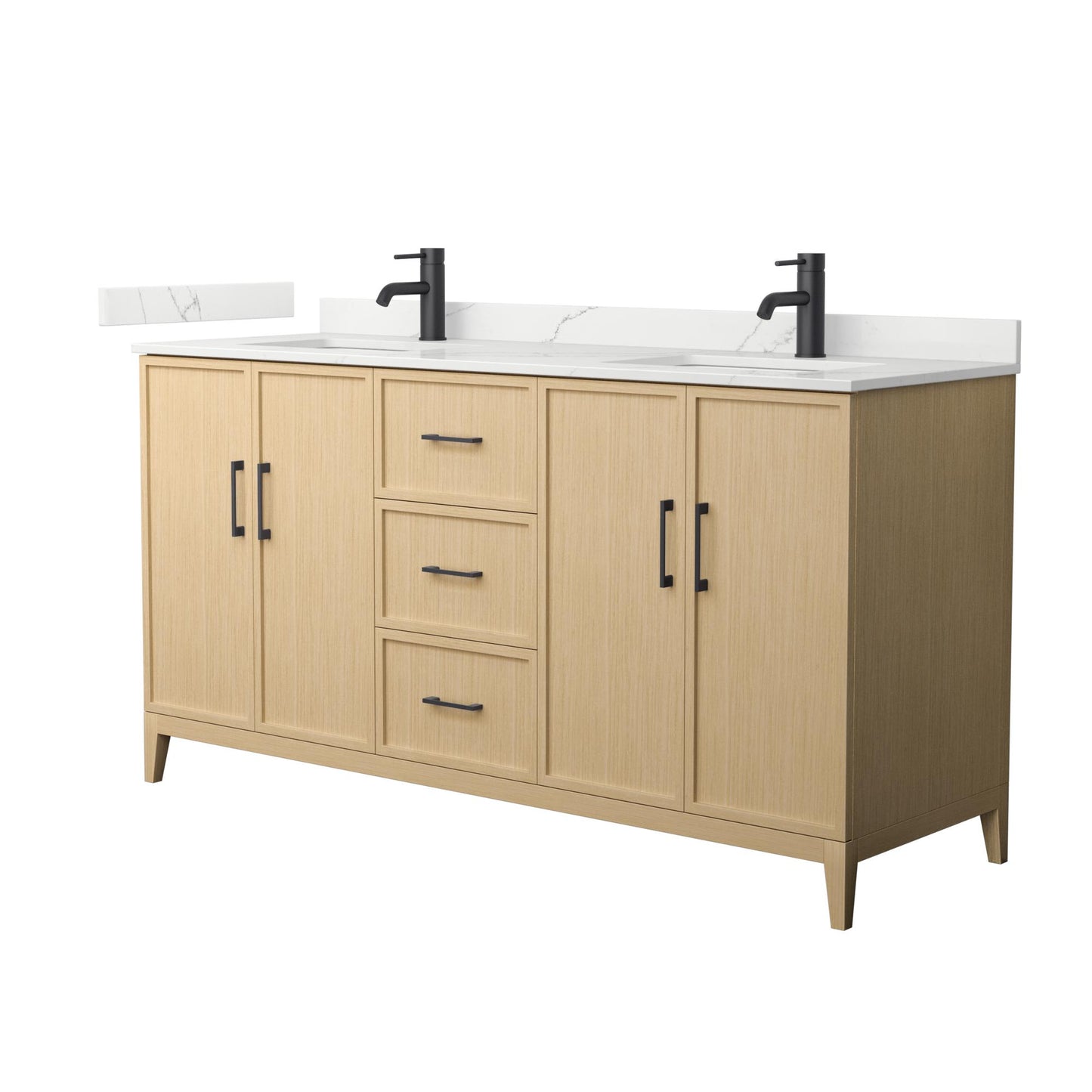 Elan Bathroom Vanity with Countertop 66 inch Double Sink Single hole Faucet Setup