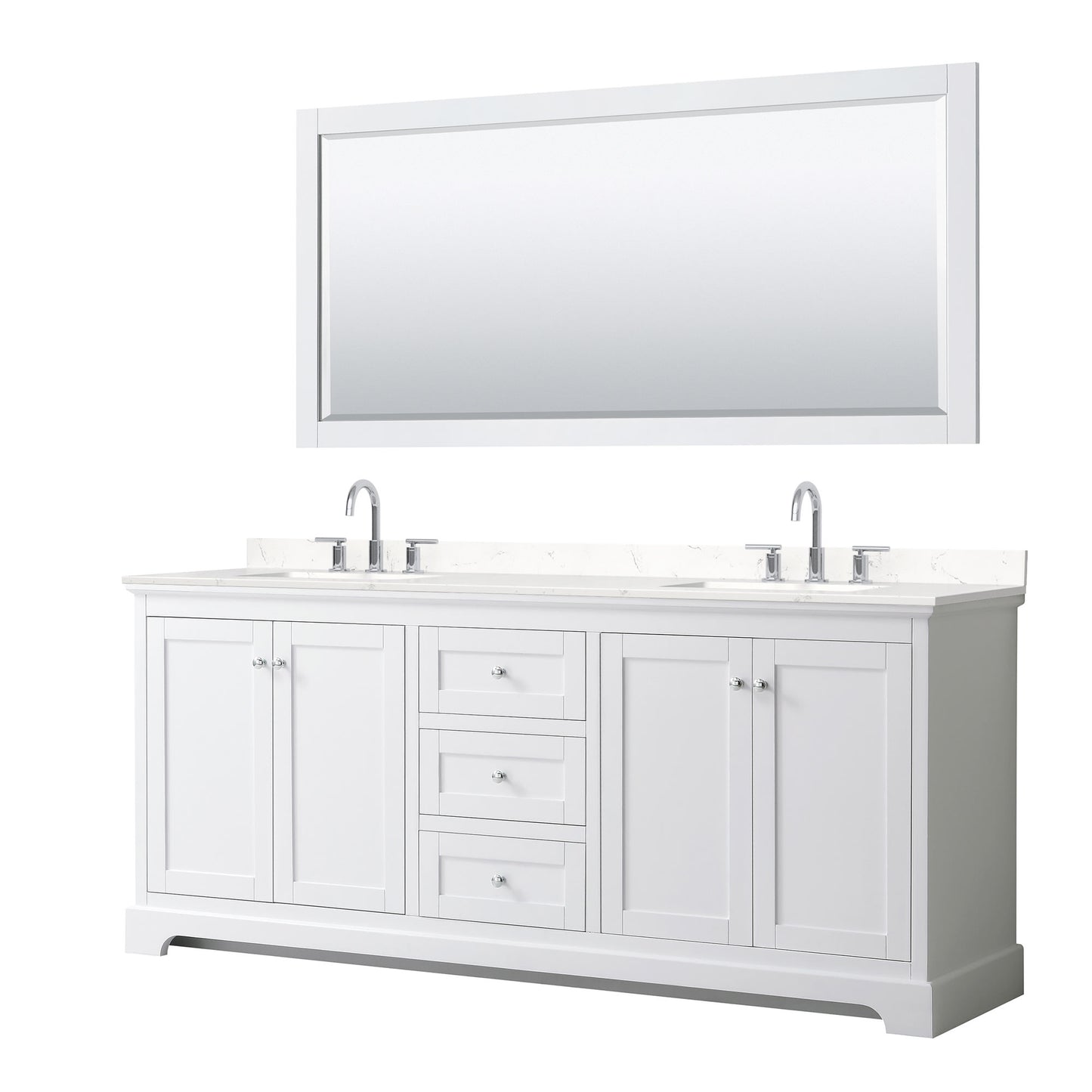 Avery Bathroom Vanity with Countertop 80 inch Double Sink 3-hole Faucet Setup