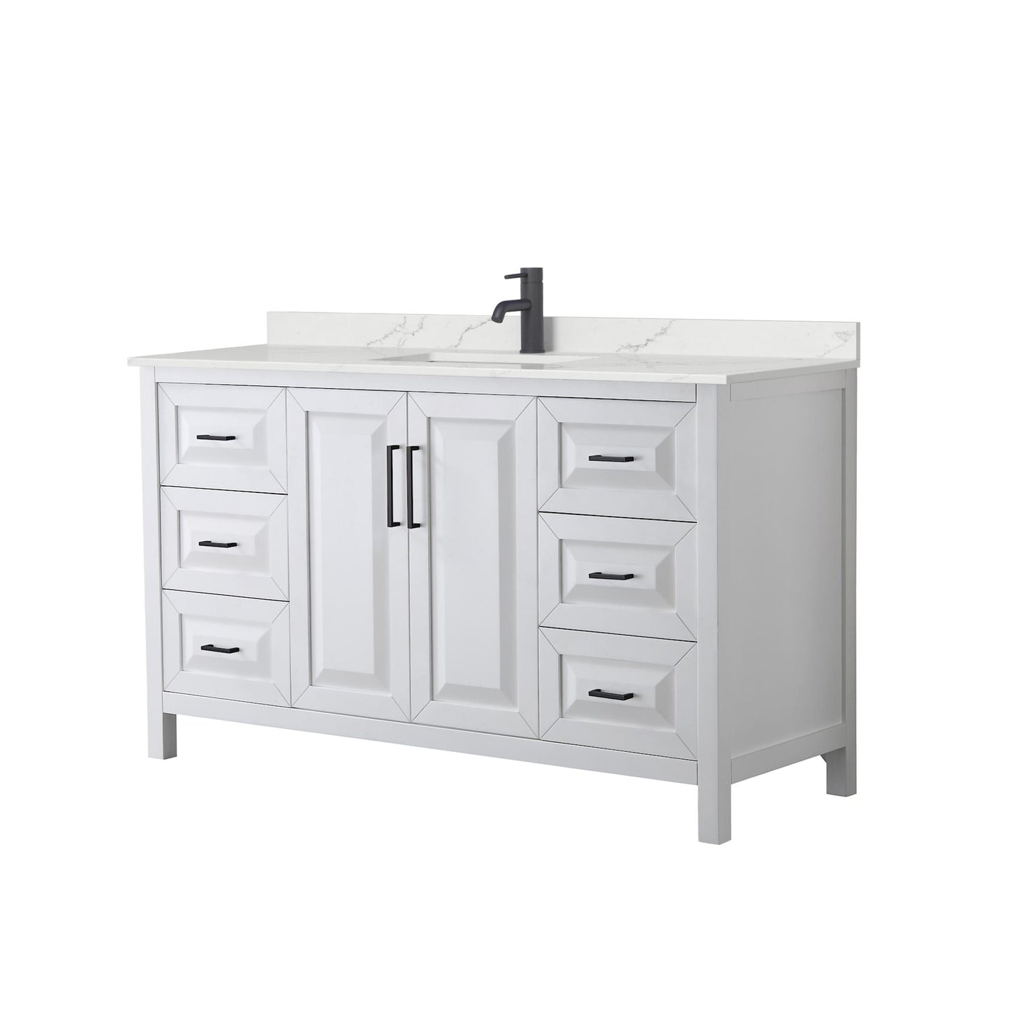 Daria Bathroom Vanity with Countertop 60 inch Single Sink Single hole Faucet Setup