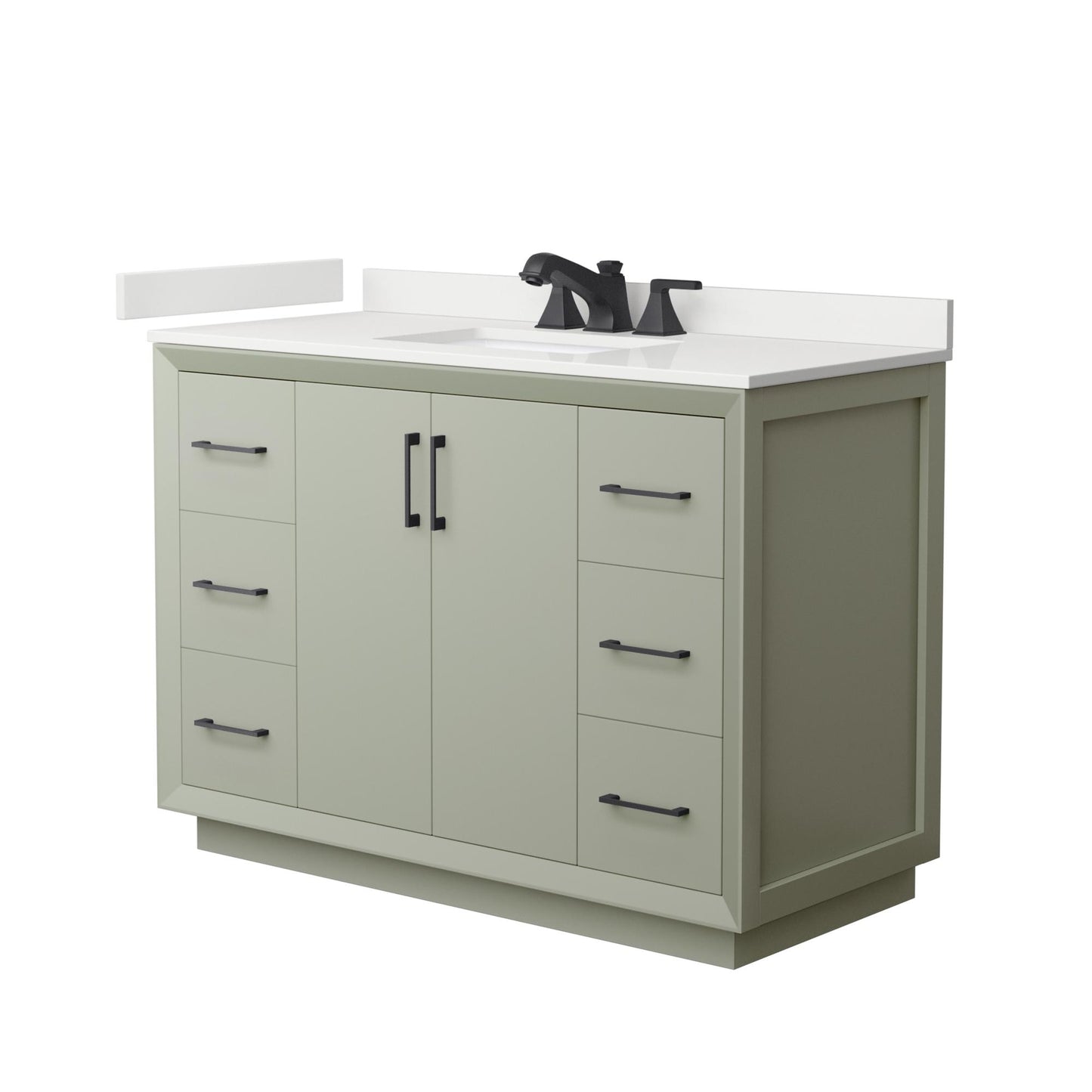 Strada Bathroom Vanity with Countertop 48 inch Single Sink 3-hole Faucet Setup