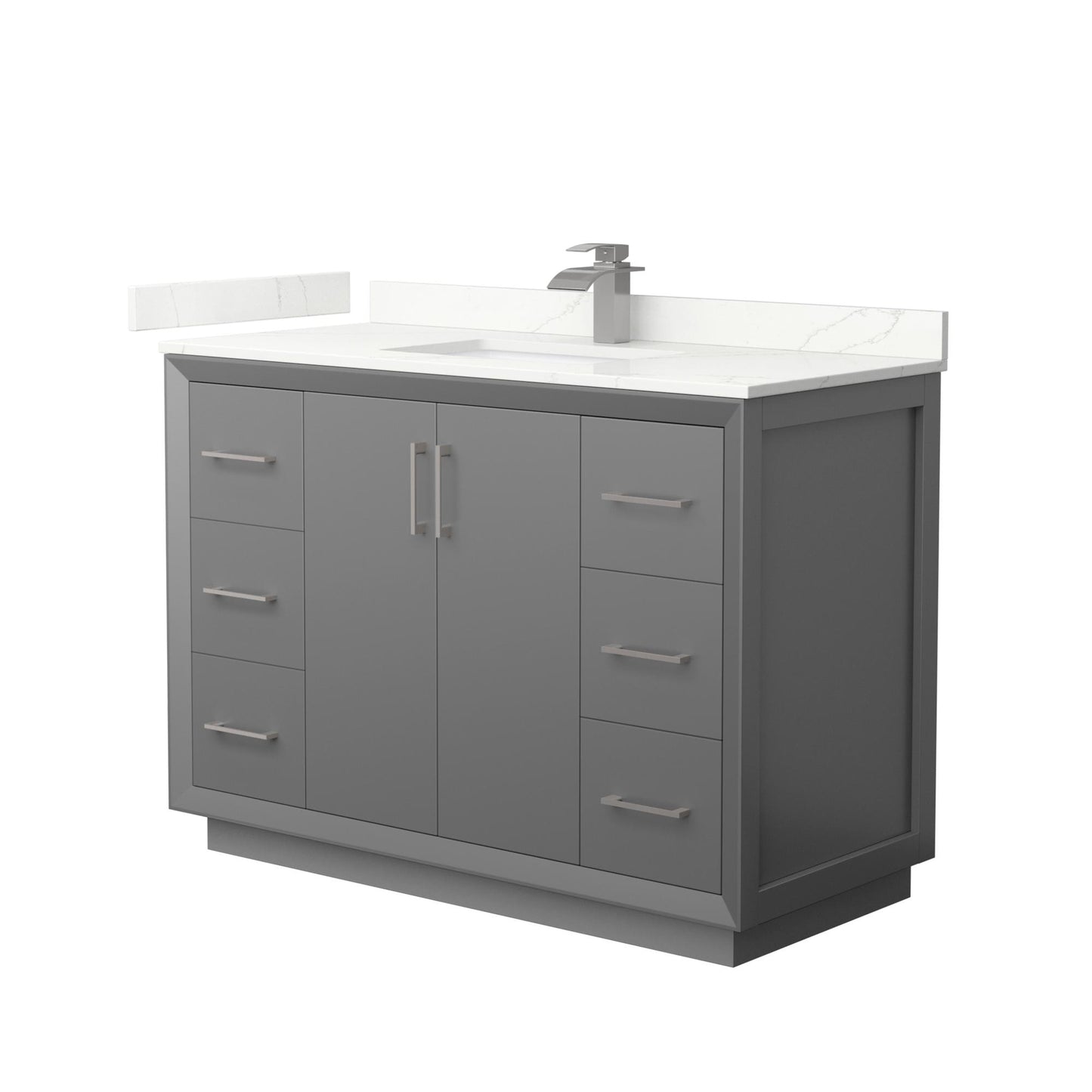 Strada Bathroom Vanity with Countertop 48 inch Single Sink Single hole Faucet Setup