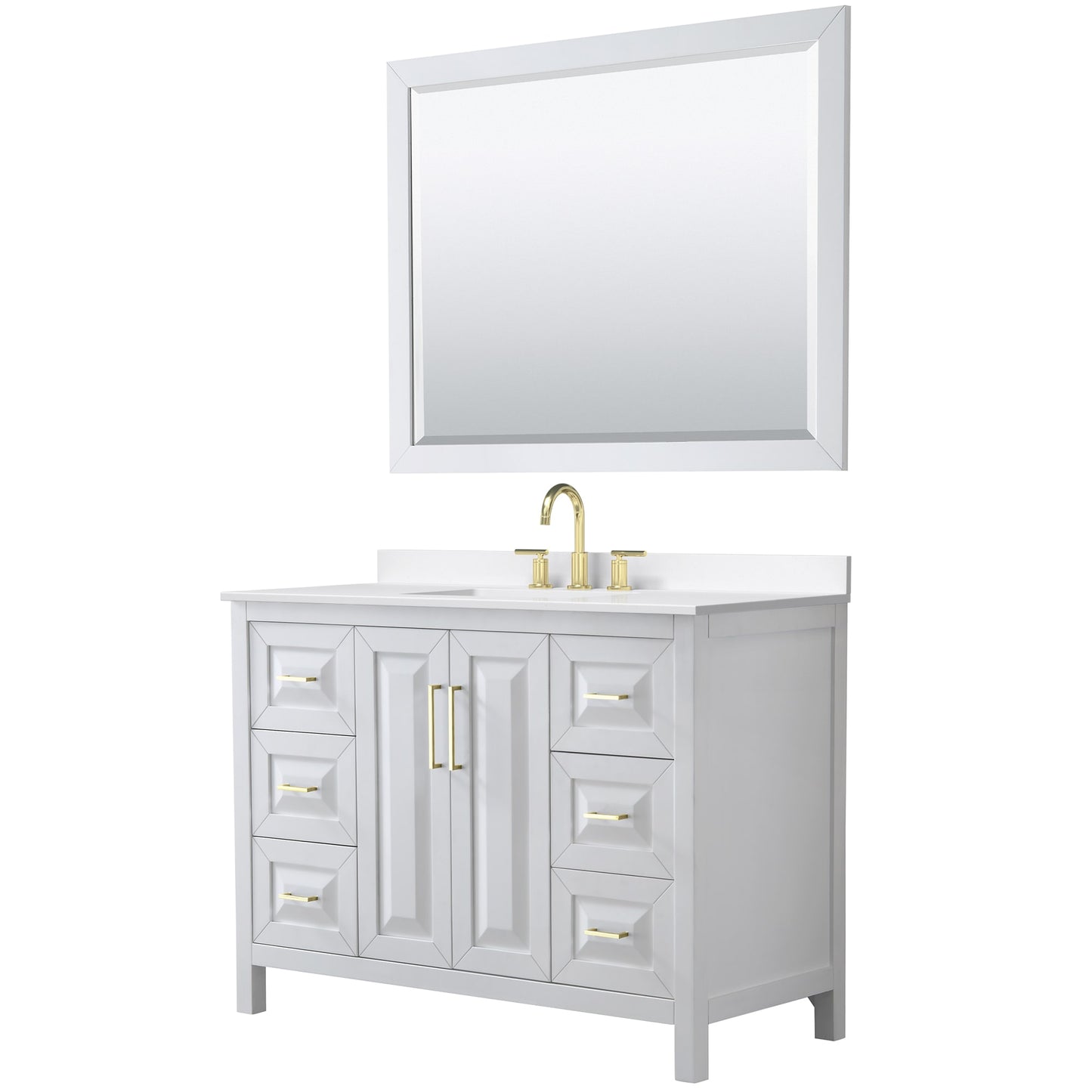 Daria Bathroom Vanity with Countertop 48 inch Single Sink 3-hole Faucet Setup