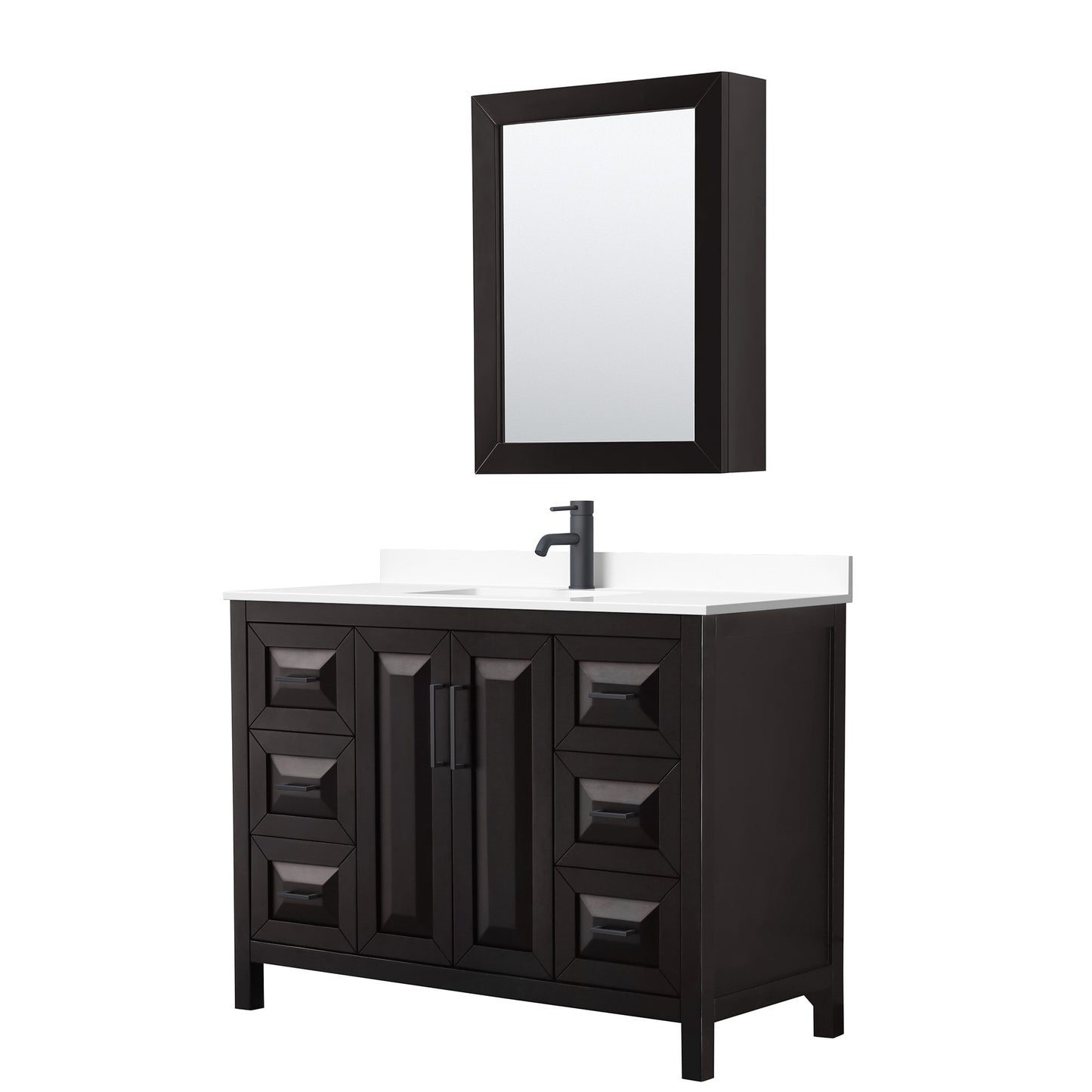 Daria Bathroom Vanity with Countertop 48 inch Single Sink Single hole Faucet Setup