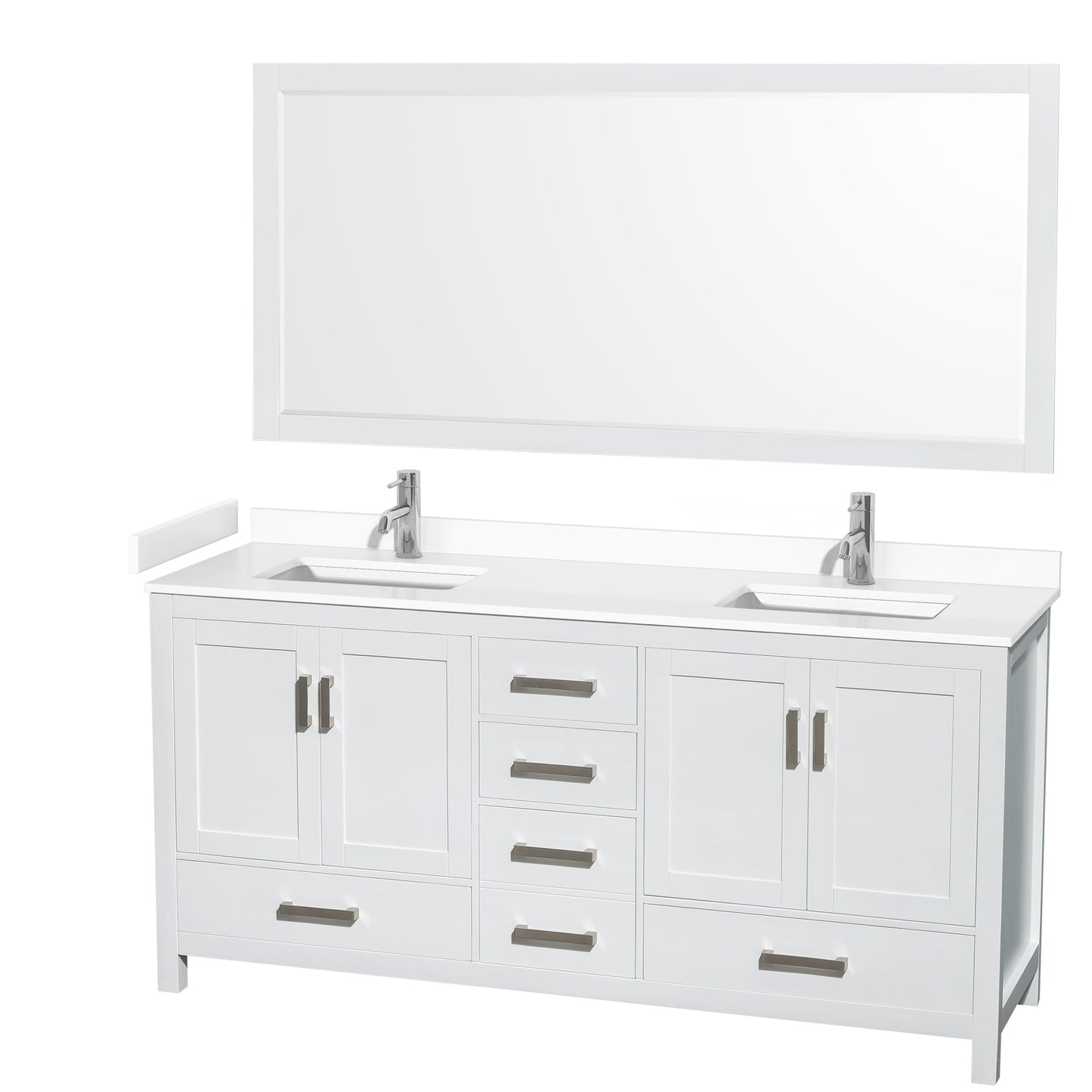 Sheffield Bathroom Vanity with Countertop 72 inch Double Sink Single hole Faucet Setup
