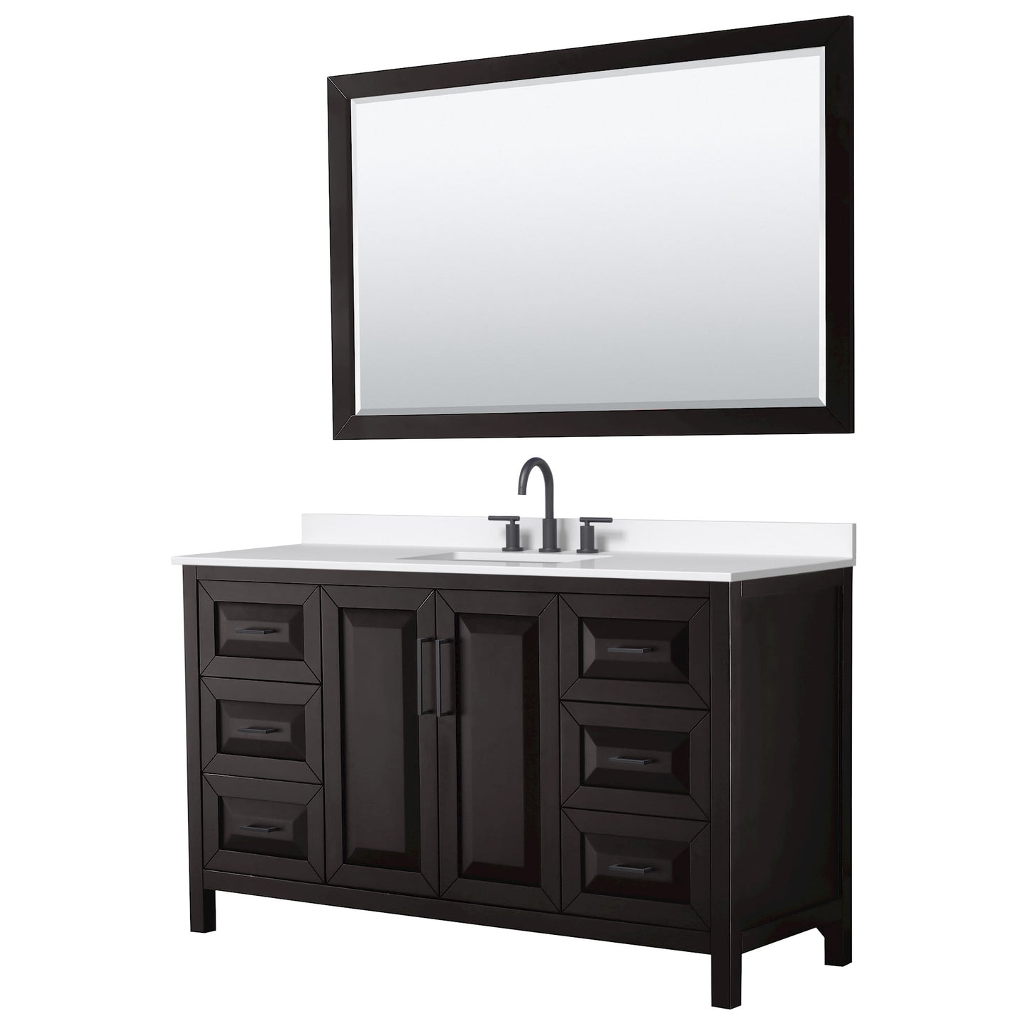 Daria Bathroom Vanity with Countertop 60 inch Single Sink 3-hole Faucet Setup