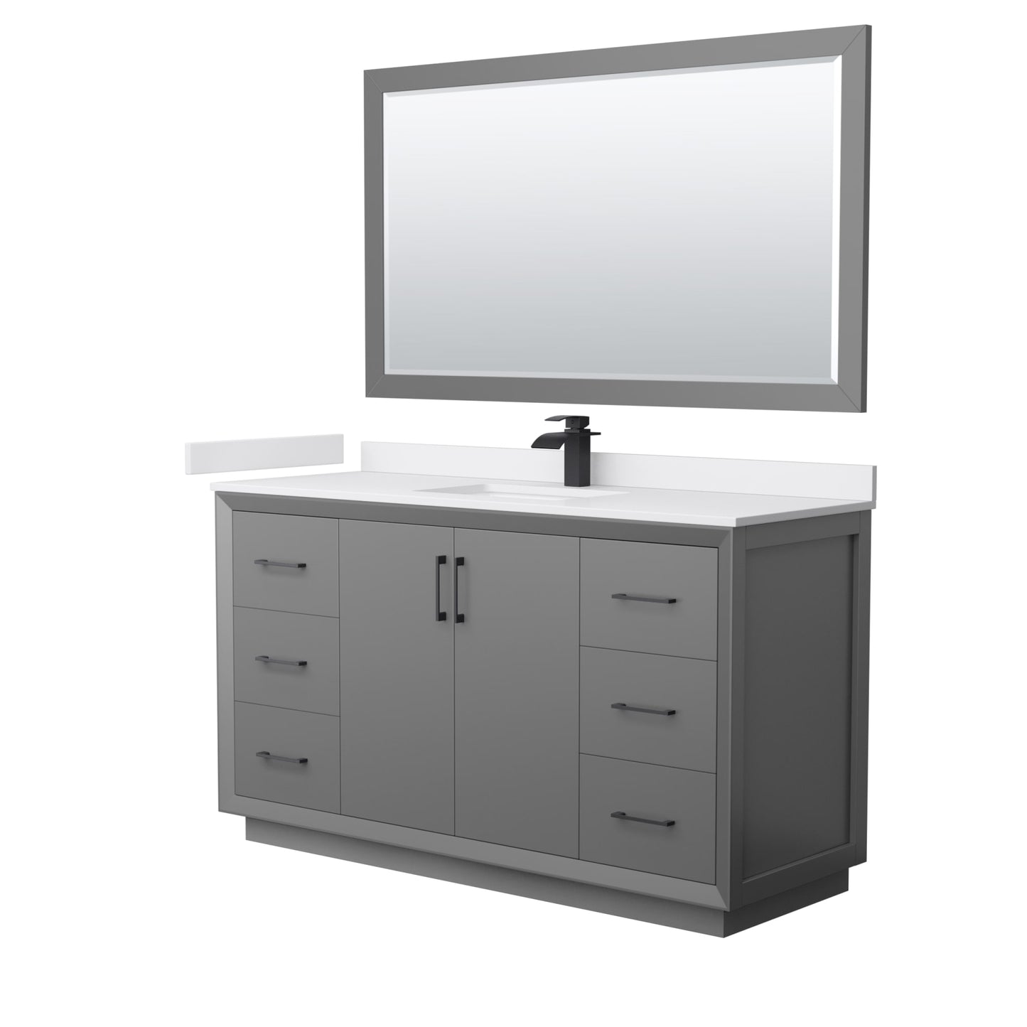 Strada Bathroom Vanity with Countertop 60 inch Single Sink Single hole Faucet Setup