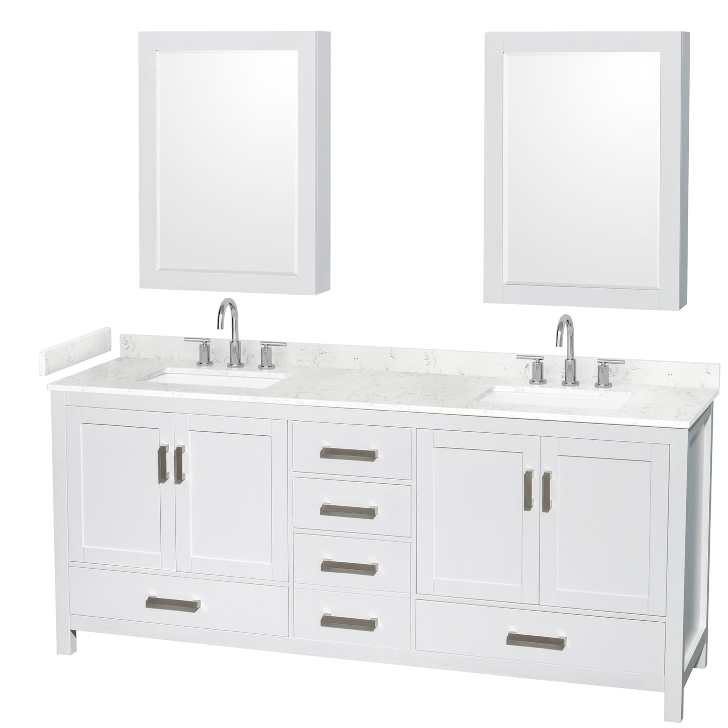 Sheffield Bathroom Vanity with Countertop 80 inch Double Sink 3-hole Faucet Setup