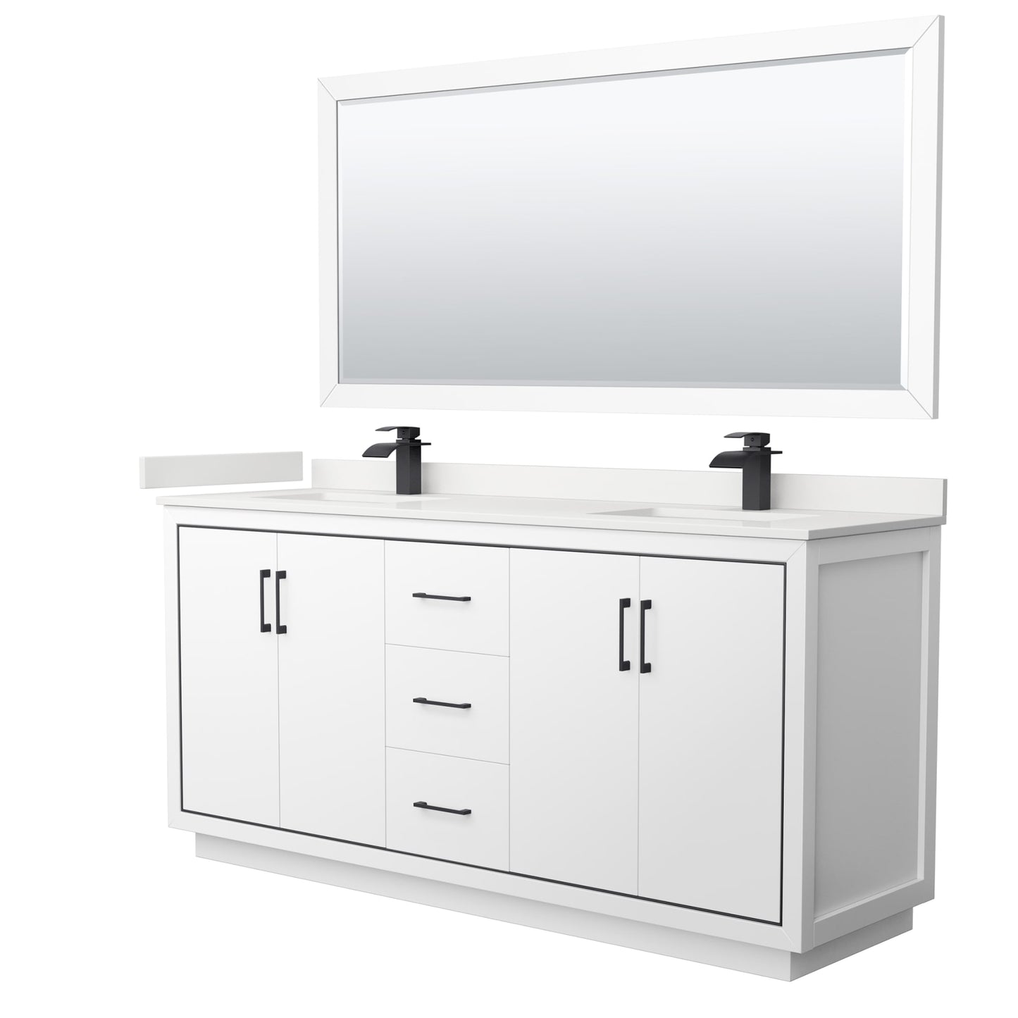 Icon Bathroom Vanity with Countertop 72 inch Double Sink Single hole Faucet Setup
