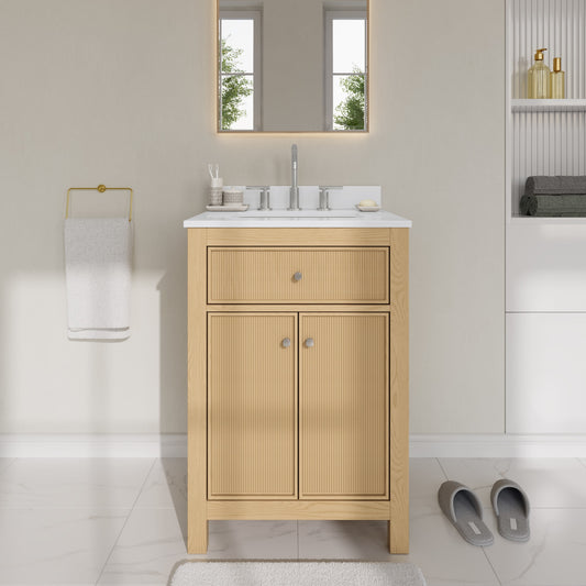 Pendry Bathroom Vanity with Countertop 24 inch Single Sink 3-hole Faucet Setup