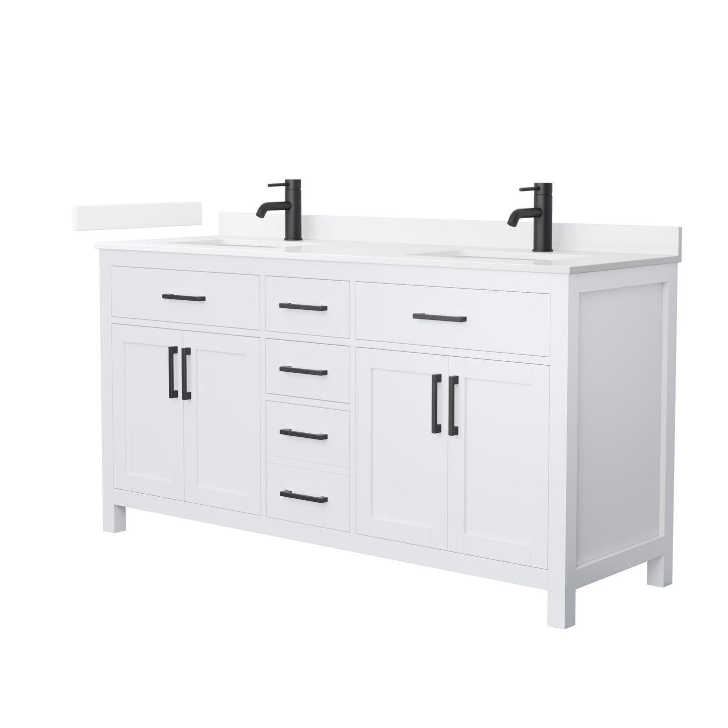 Beckett Bathroom Vanity with Countertop 66 inch Double Sink Single hole Faucet Setup