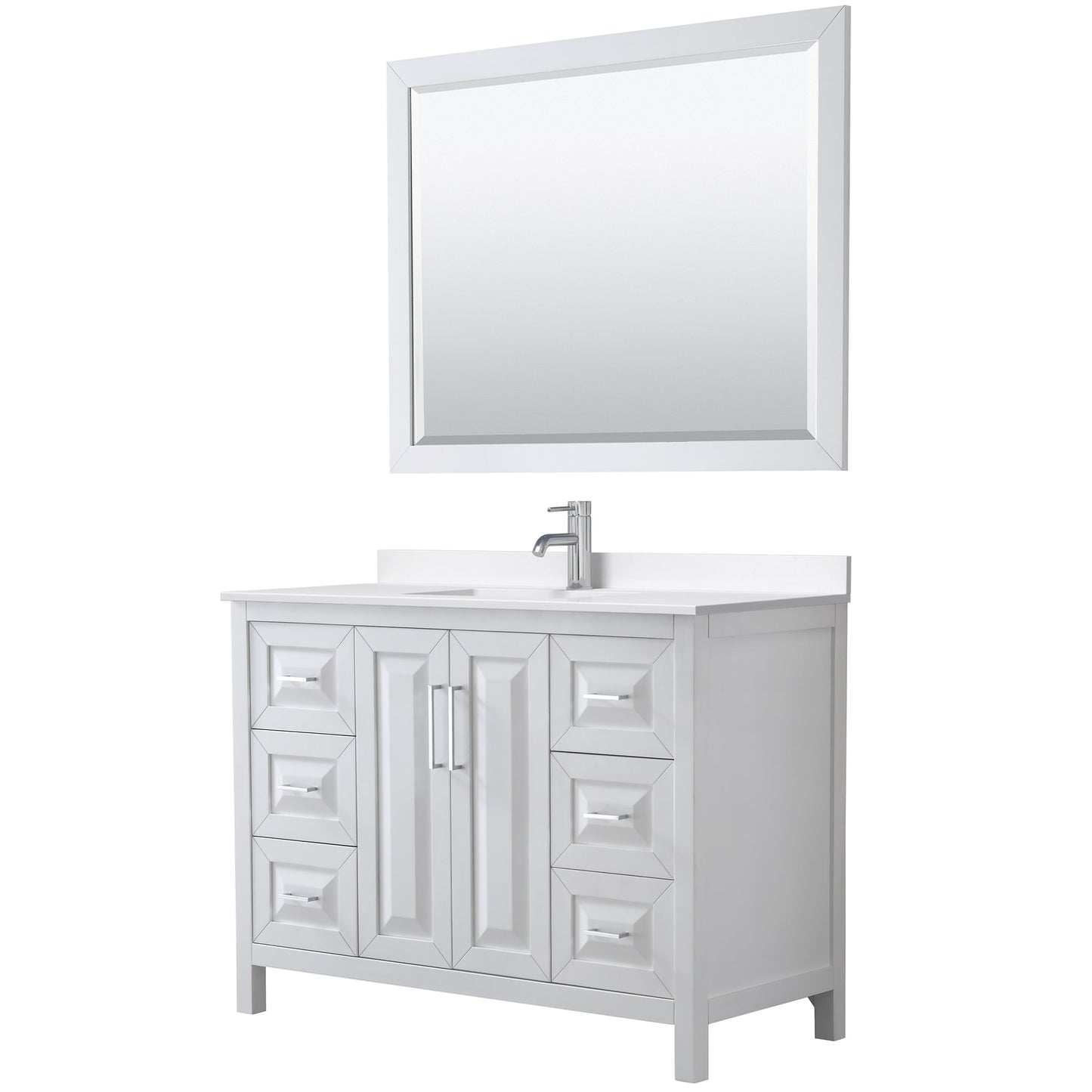 Daria Bathroom Vanity with Countertop 48 inch Single Sink Single hole Faucet Setup