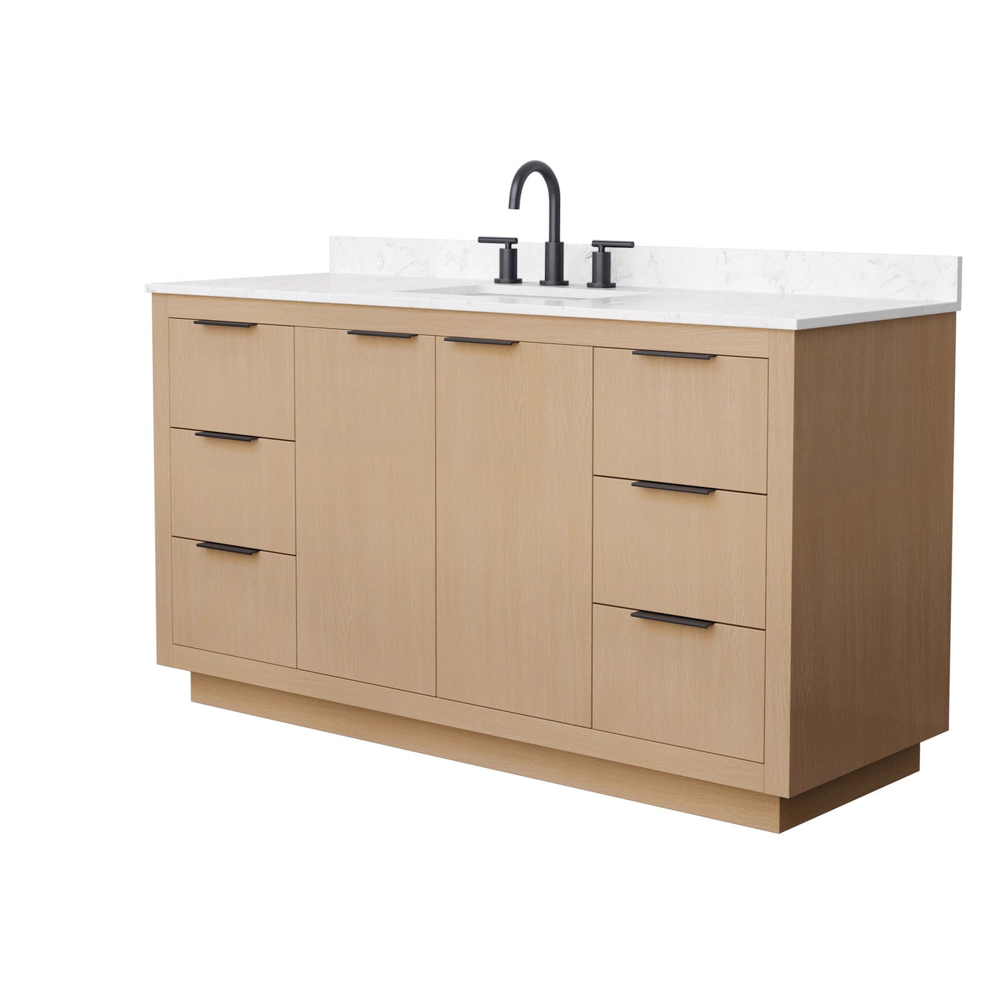 Maroni Bathroom Vanity with Countertop 60 inch Single Sink 3-hole Faucet Setup