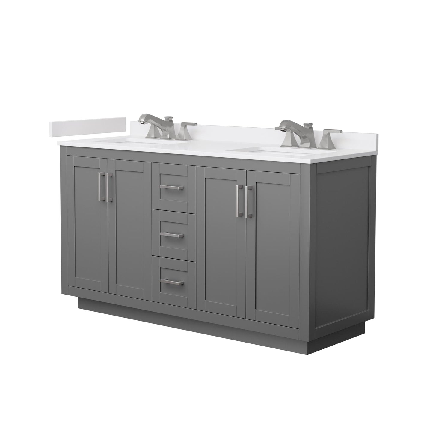 Miranda Bathroom Vanity with Countertop 60 inch Double Sink 3-hole Faucet Setup