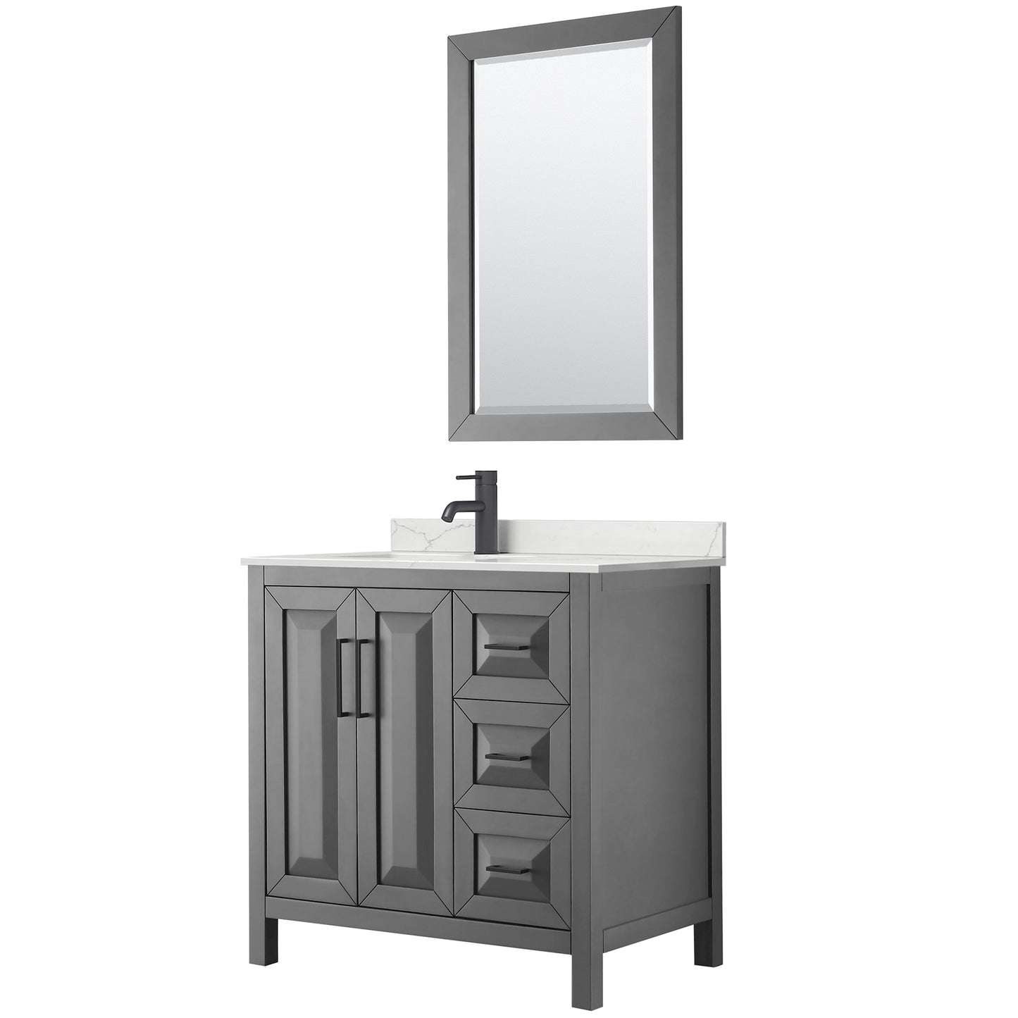 Daria Bathroom Vanity with Countertop 36 inch Single Sink Single hole Faucet Setup