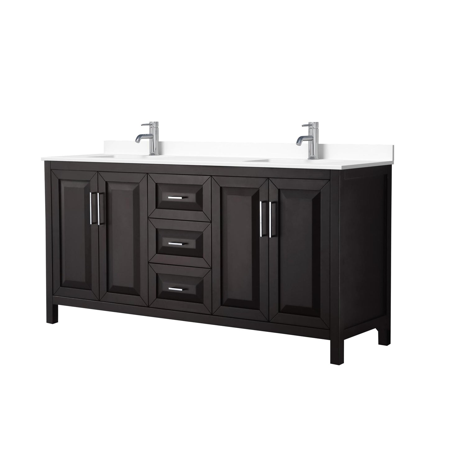 Daria Bathroom Vanity with Countertop 72 inch Double Sink Single hole Faucet Setup