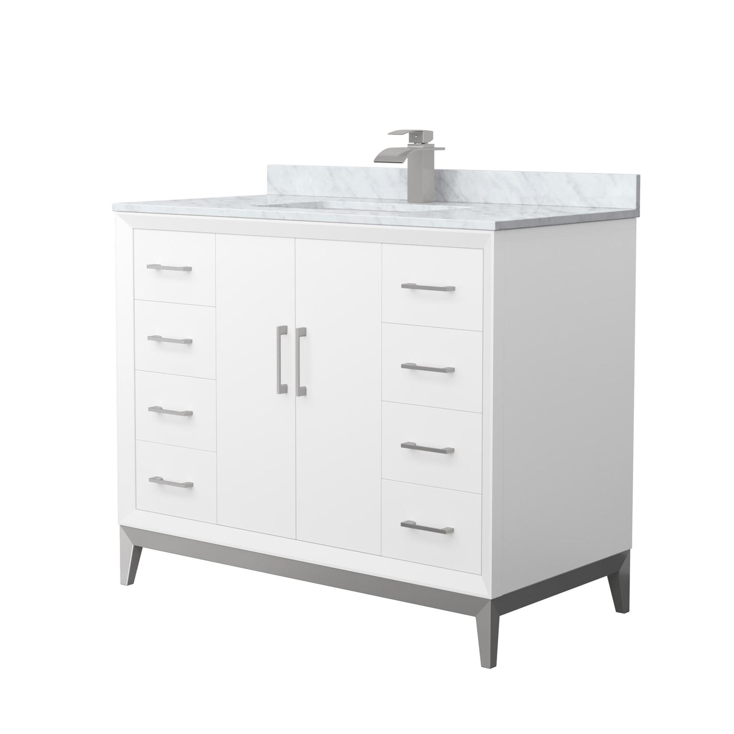 Amici Bathroom Vanity with Countertop 42 inch Single Sink Single hole Faucet Setup
