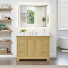 Custom image for Honey Oak with Brushed Gold Trim / White Cultured Marble / No Mirror