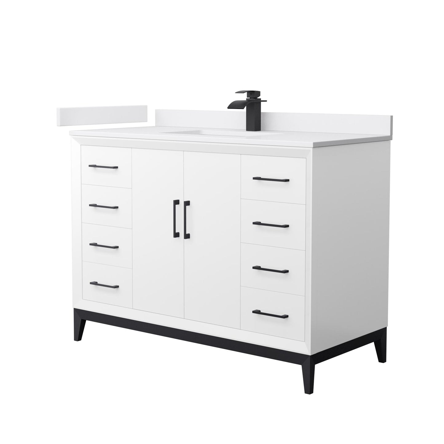 Amici Bathroom Vanity with Countertop 48 inch Single Sink Single hole Faucet Setup