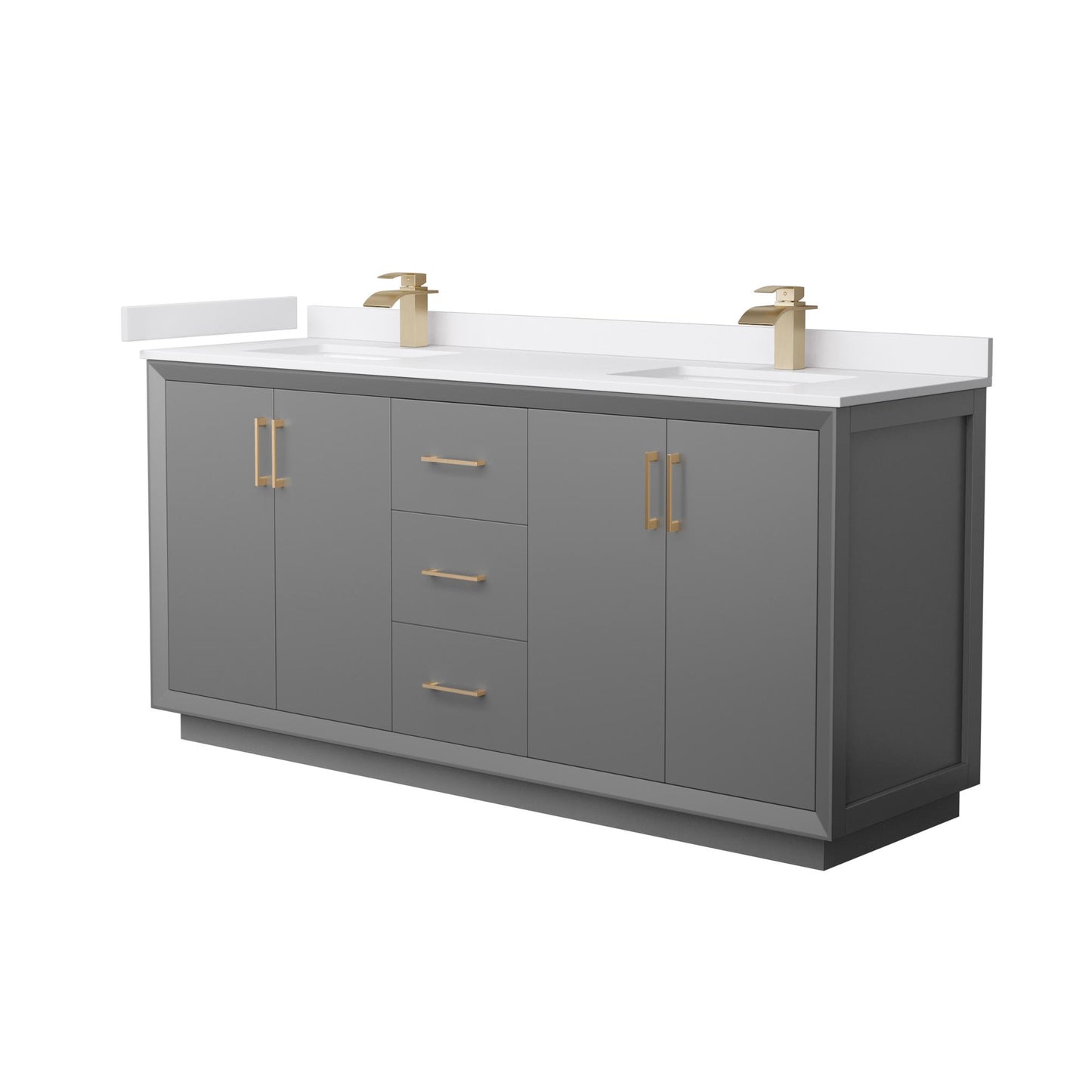 Strada Bathroom Vanity with Countertop 72 inch Double Sink Single hole Faucet Setup