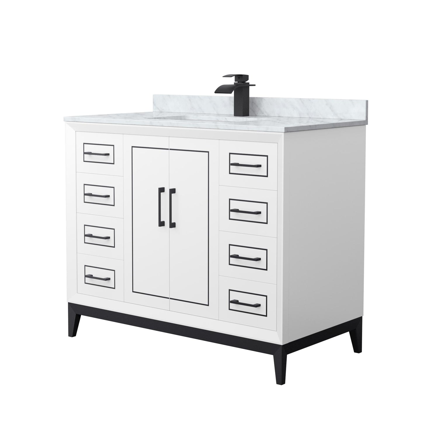 Marlena Bathroom Vanity with Countertop 42 inch Single Sink Single hole Faucet Setup