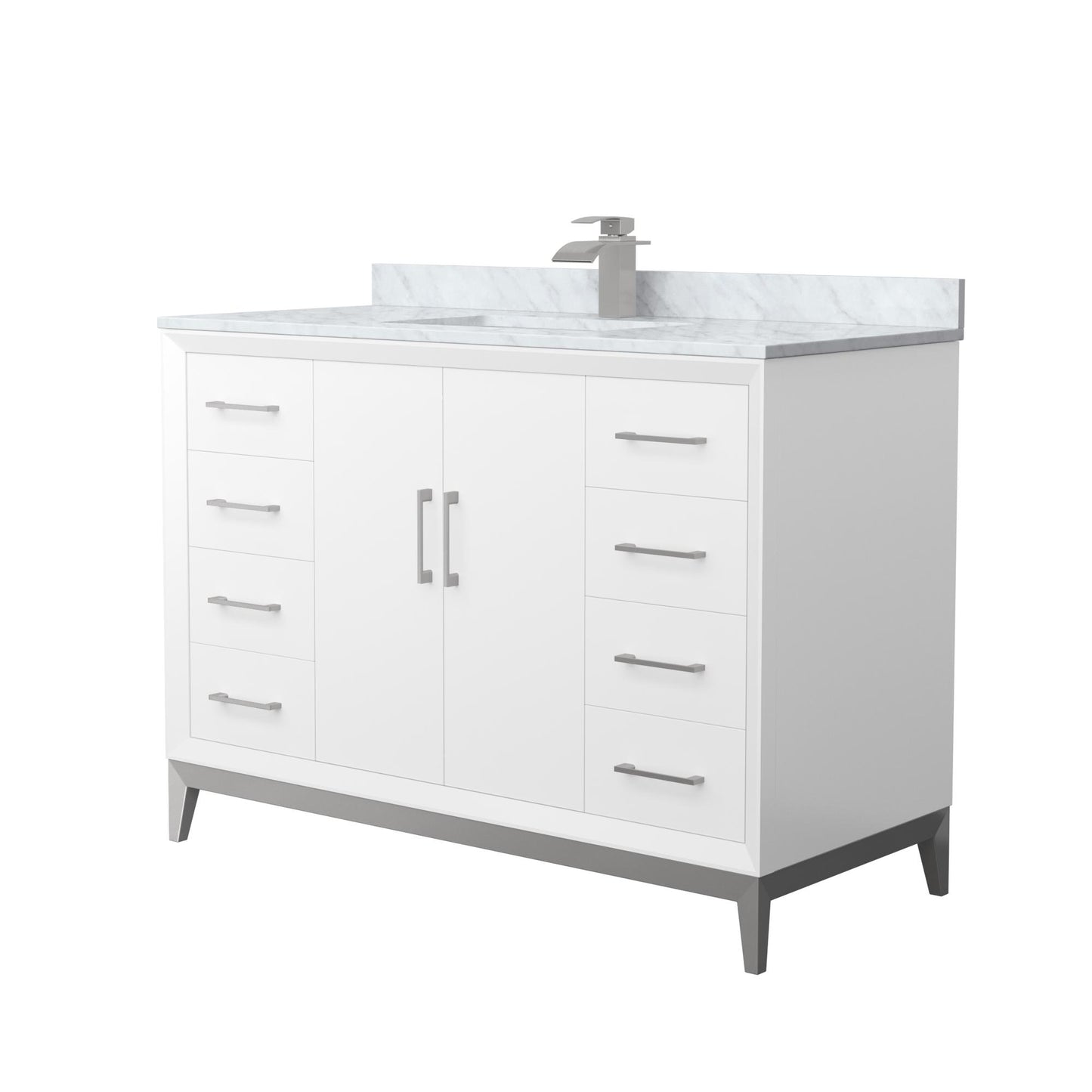 Amici Bathroom Vanity with Countertop 48 inch Single Sink Single hole Faucet Setup