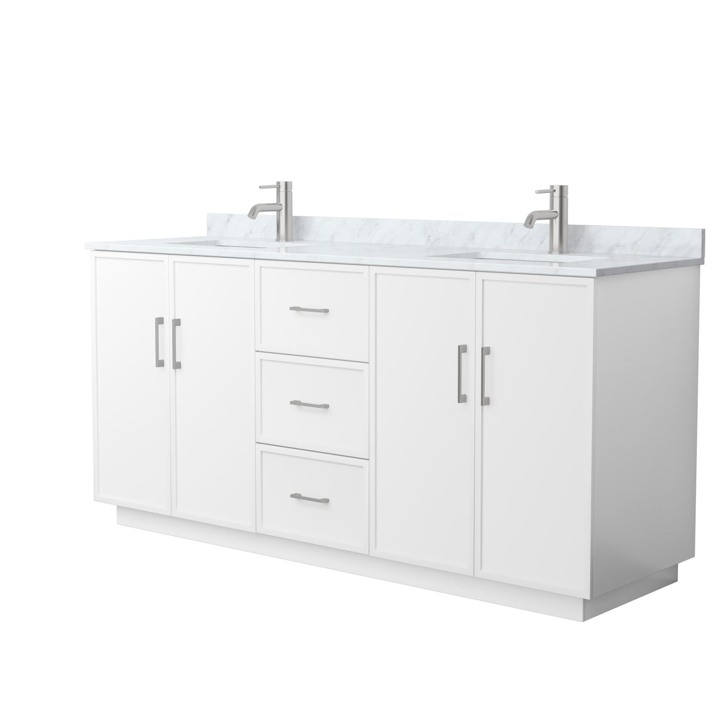 Elan TK Bathroom Vanity with Countertop 72 inch Double Sink Single hole Faucet Setup