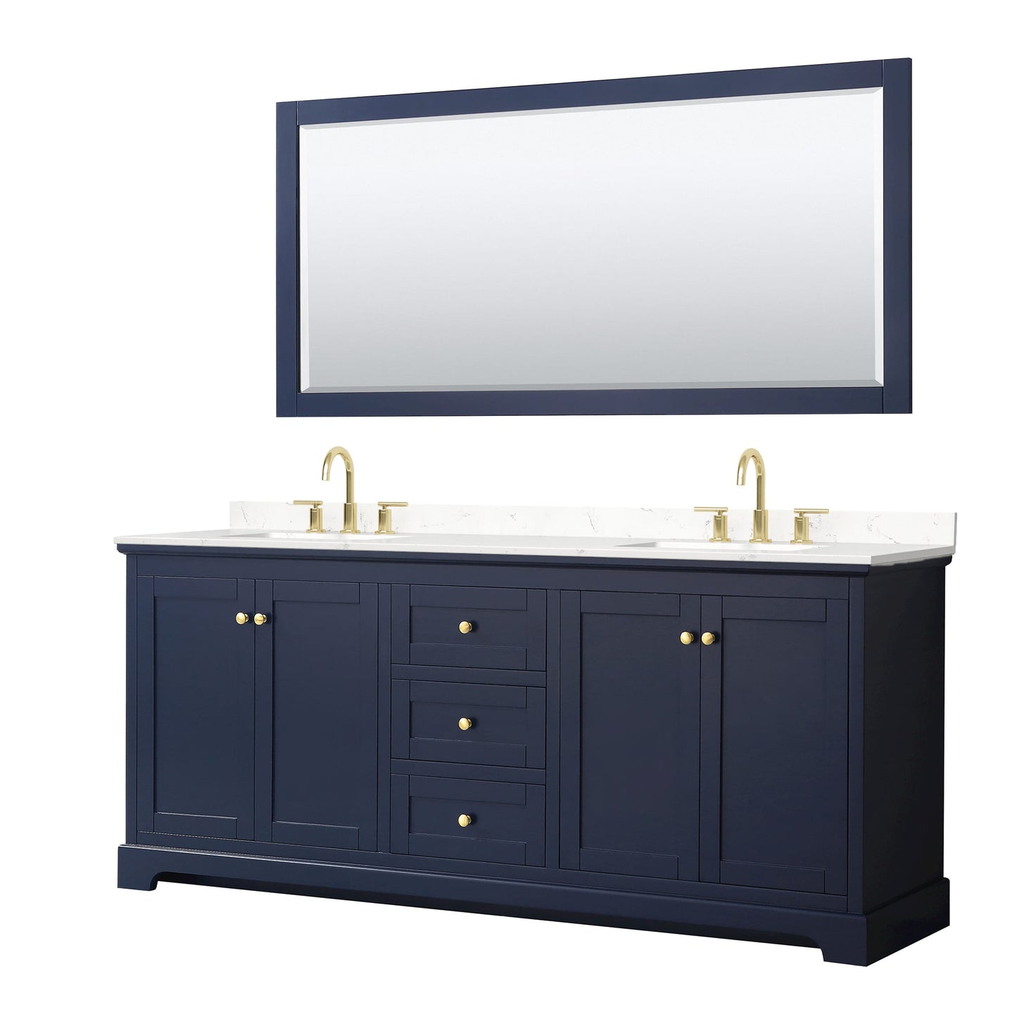 Avery Bathroom Vanity with Countertop 80 inch Double Sink 3-hole Faucet Setup