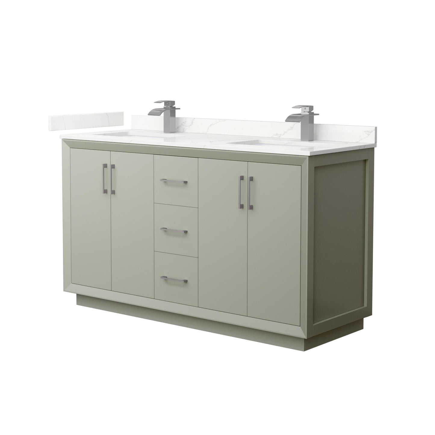 Strada Bathroom Vanity with Countertop 60 inch Double Sink Single hole Faucet Setup