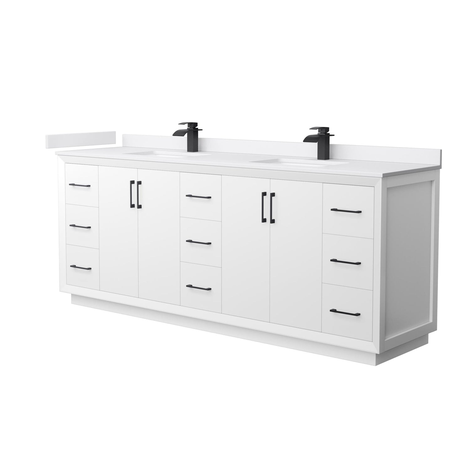 Strada Bathroom Vanity with Countertop 84 inch Double Sink Single hole Faucet Setup