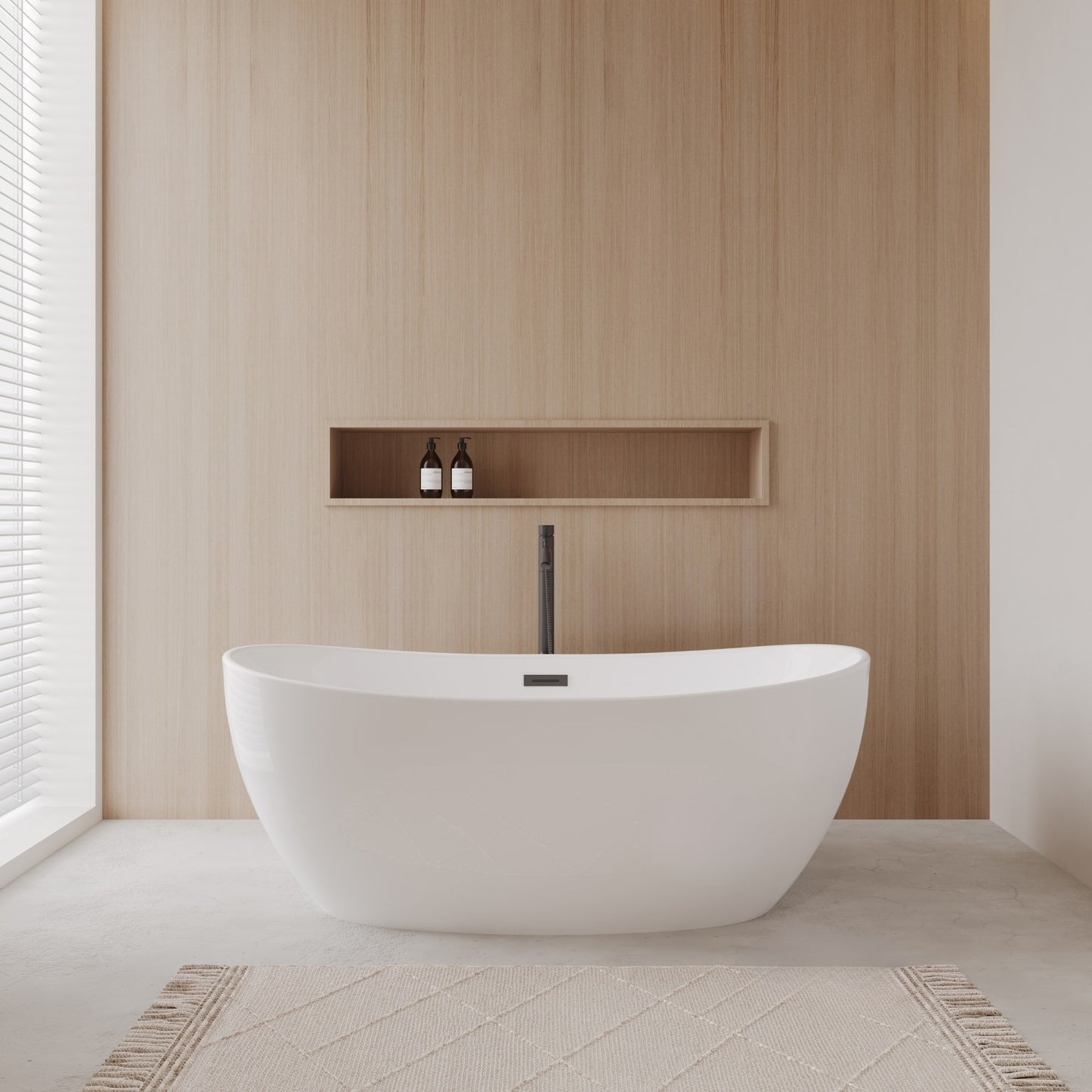 Rebecca Freestanding Acrylic Bathtub With Faucet 60 inch