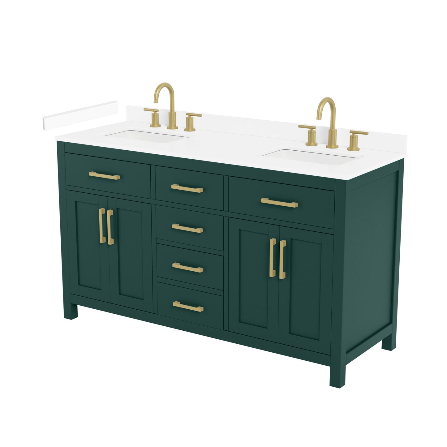 Beckett Bathroom Vanity with Countertop 60 inch Double Sink 3-hole Faucet Setup
