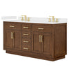 Custom image for Dark Oak with Brushed Gold Trim / White Quartz / No Mirror