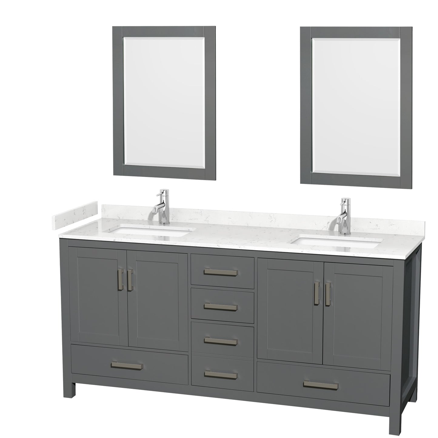 Sheffield Bathroom Vanity with Countertop 72 inch Double Sink Single hole Faucet Setup