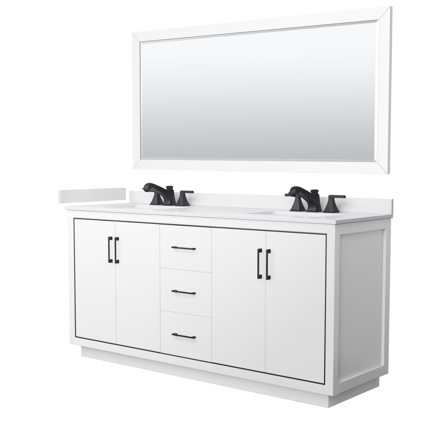 Icon Bathroom Vanity with Countertop 72 inch Double Sink 3-hole Faucet Setup