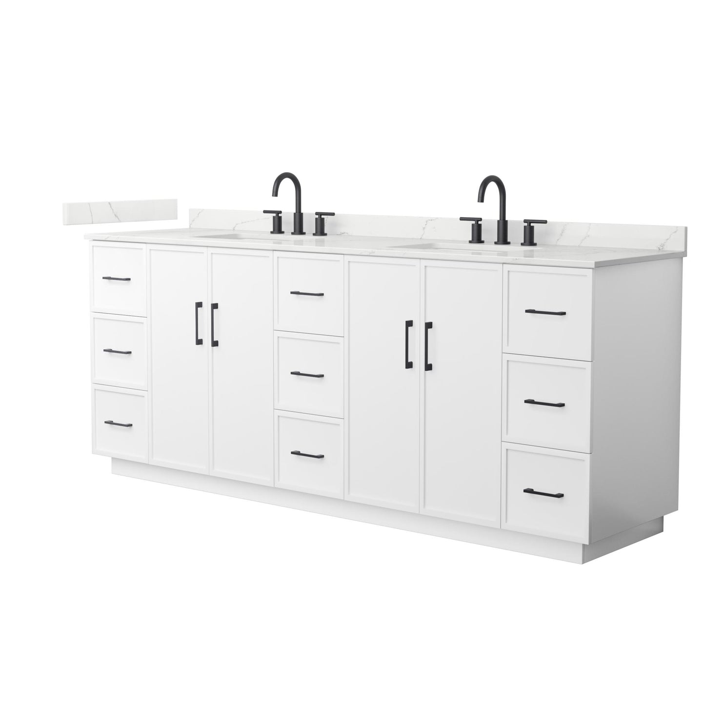 Elan TK Bathroom Vanity with Countertop 84 inch Double Sink 3-hole Faucet Setup