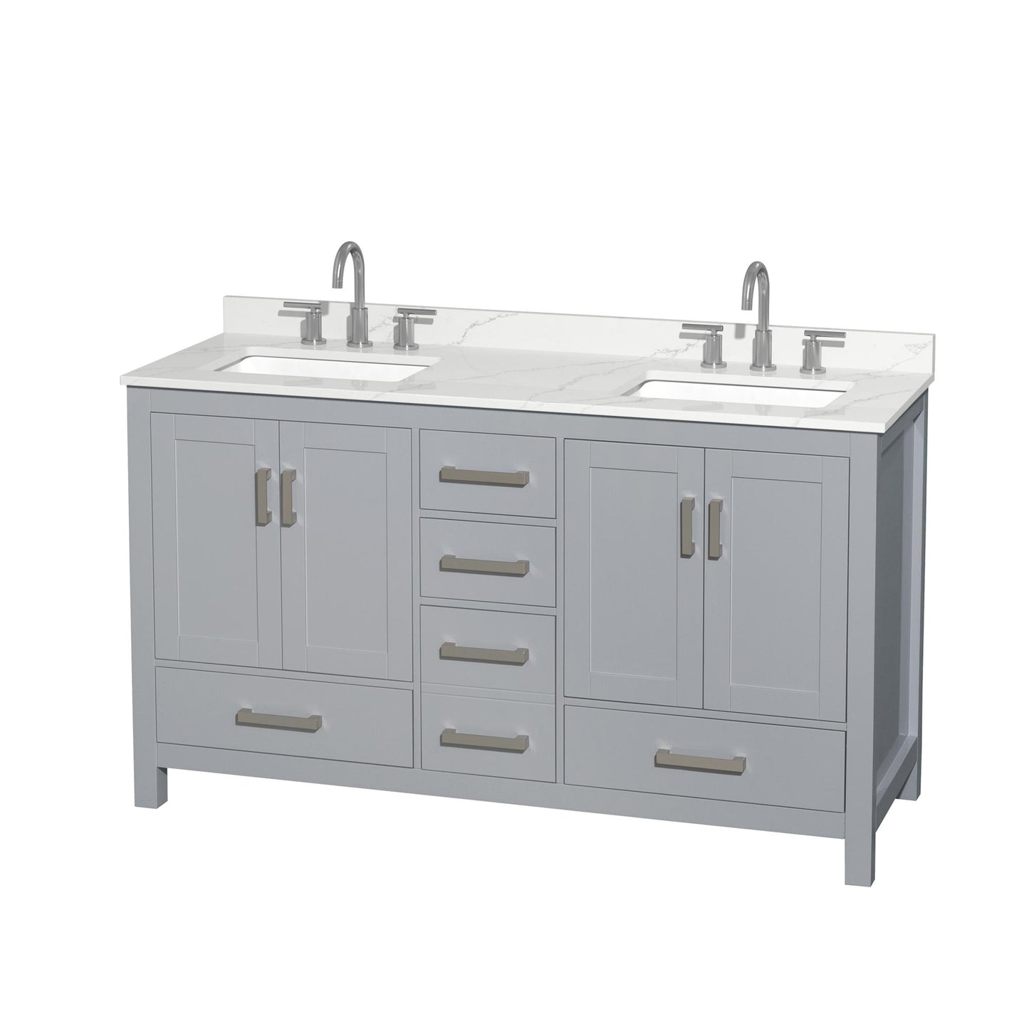 Sheffield Bathroom Vanity with Countertop 60 inch Double Sink 3-hole Faucet Setup