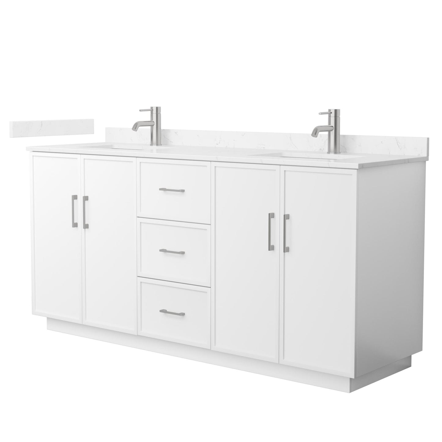 Elan TK Bathroom Vanity with Countertop 72 inch Double Sink Single hole Faucet Setup