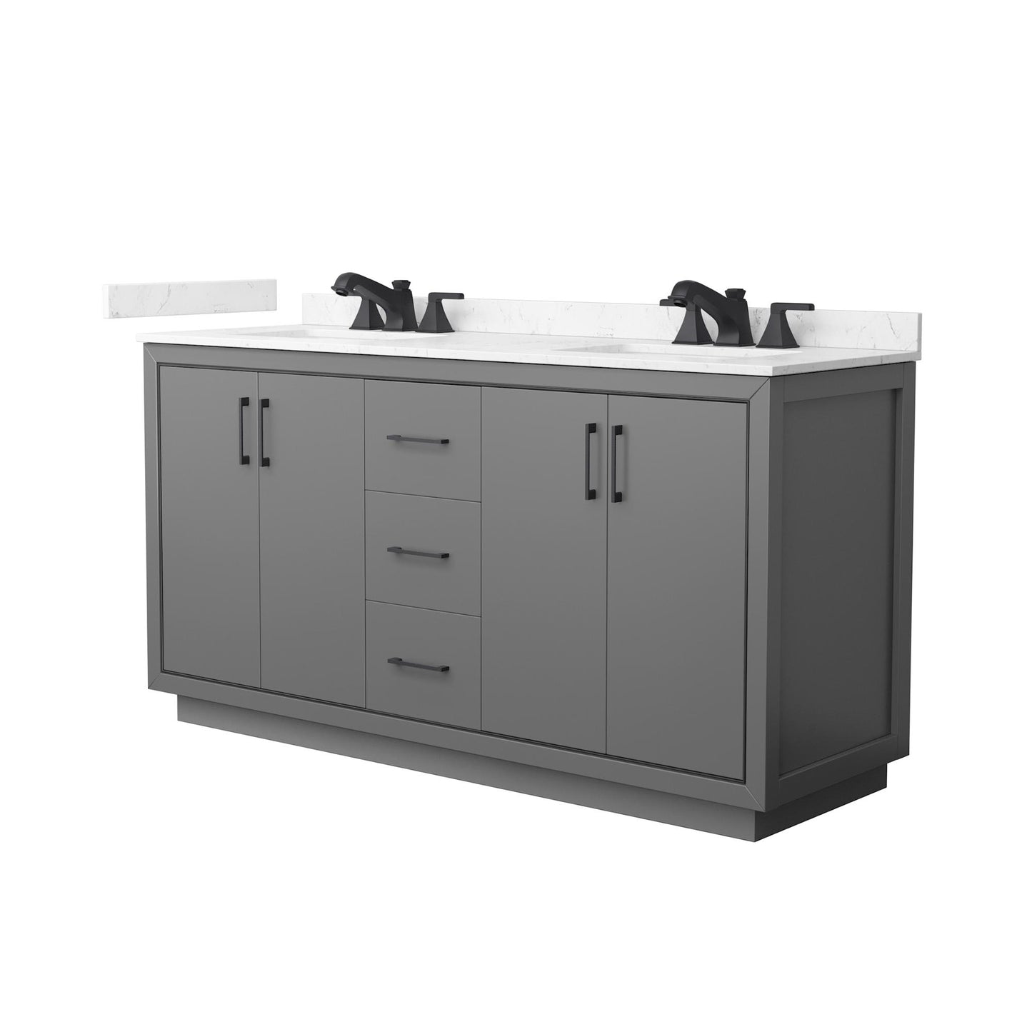 Icon Bathroom Vanity with Countertop 66 inch Double Sink 3-hole Faucet Setup