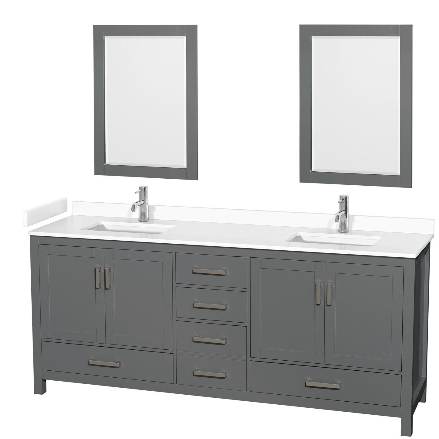 Sheffield Bathroom Vanity with Countertop 80 inch Double Sink Single hole Faucet Setup