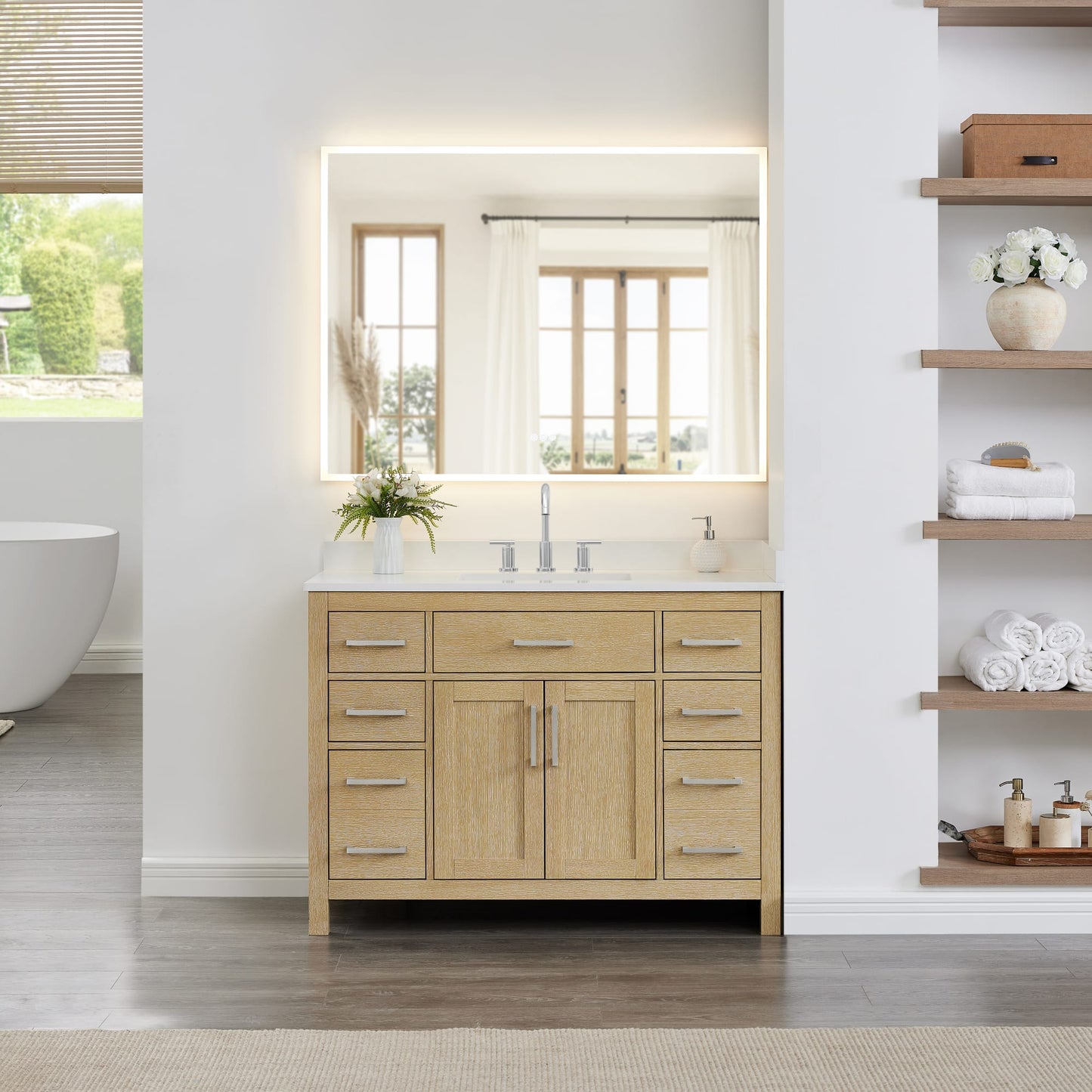 Beckett Bathroom Vanity with Countertop 48 inch Single Sink 3-hole Faucet Setup