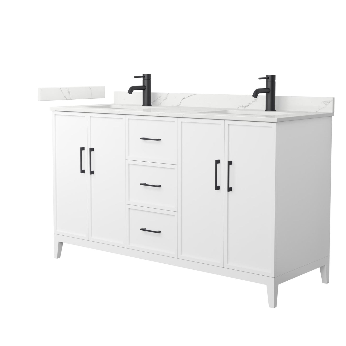 Elan Bathroom Vanity with Countertop 60 inch Double Sink Single hole Faucet Setup