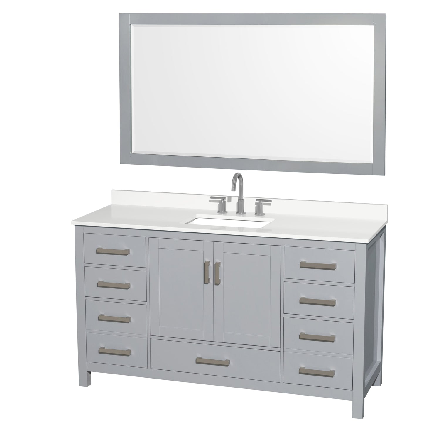 Sheffield Bathroom Vanity with Countertop 60 inch Single Sink 3-hole Faucet Setup