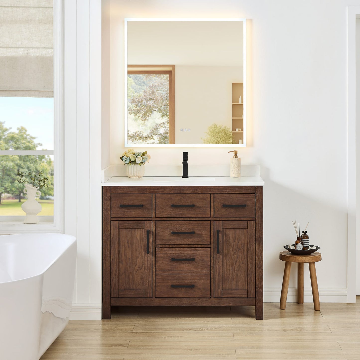 Beckett Bathroom Vanity with Countertop 42 inch Single Sink Single hole Faucet Setup