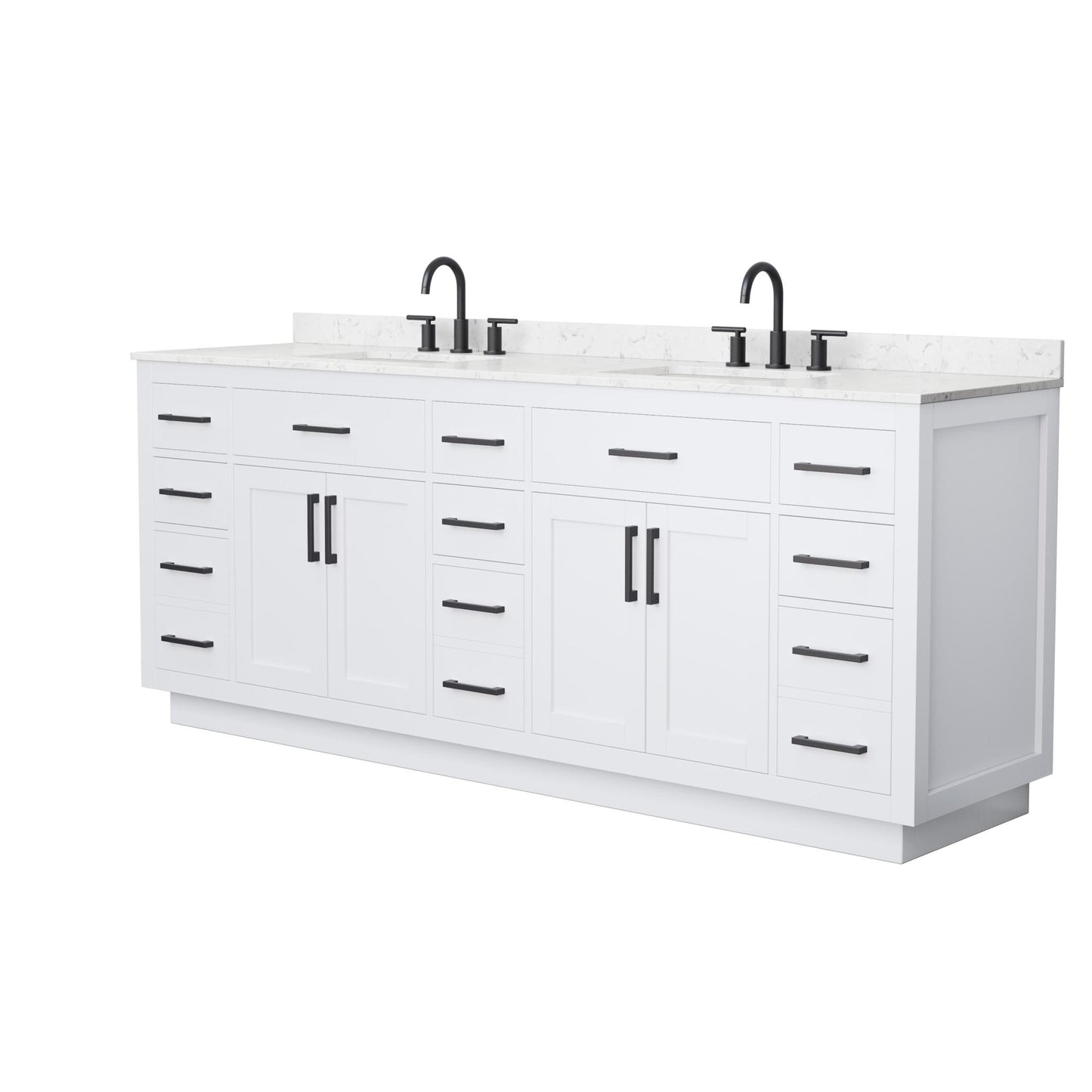 Beckett TK Bathroom Vanity with Countertop 84 inch Double Sink 3-hole Faucet Setup