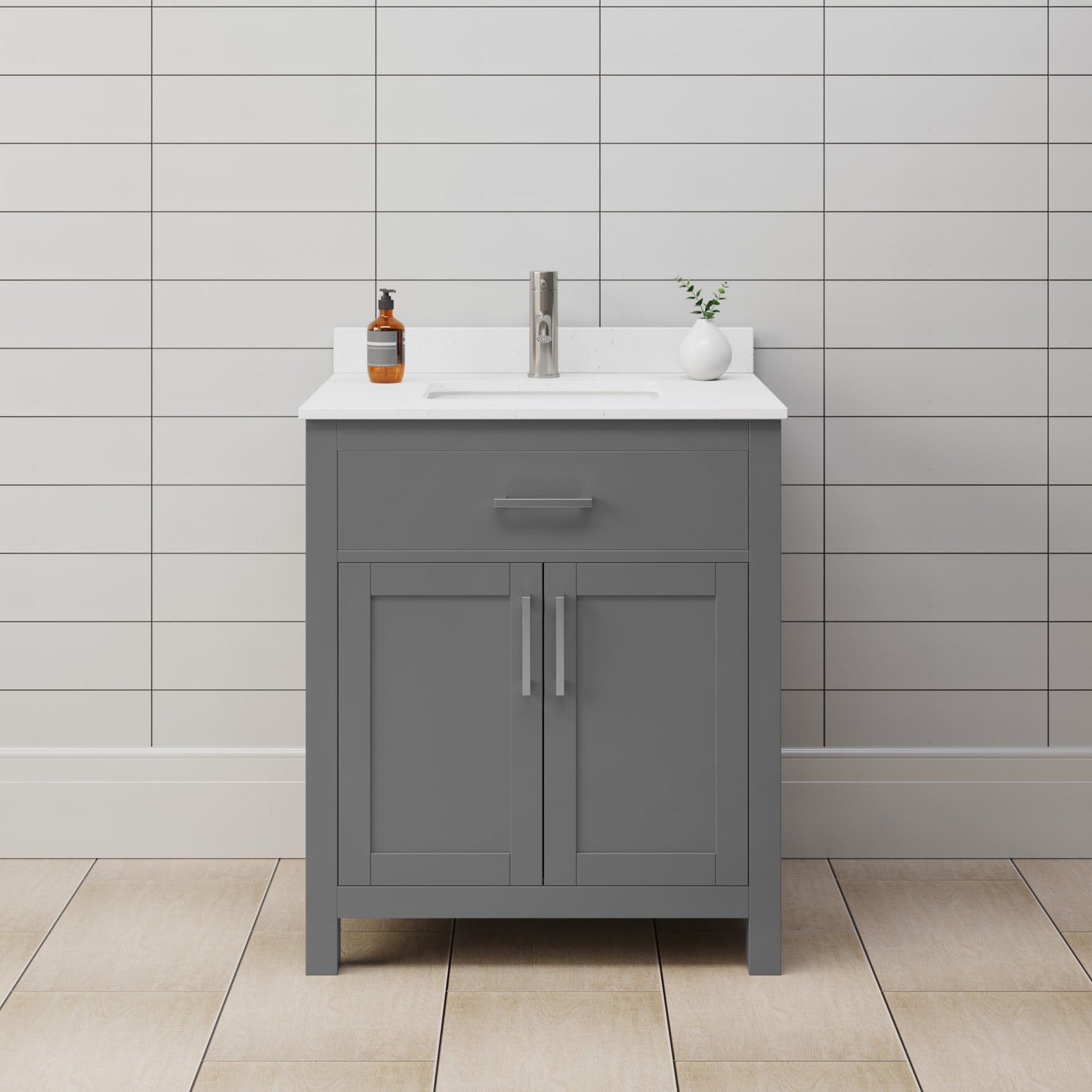 Beckett Bathroom Vanity with Countertop 30 inch Single Sink Single hole Faucet Setup