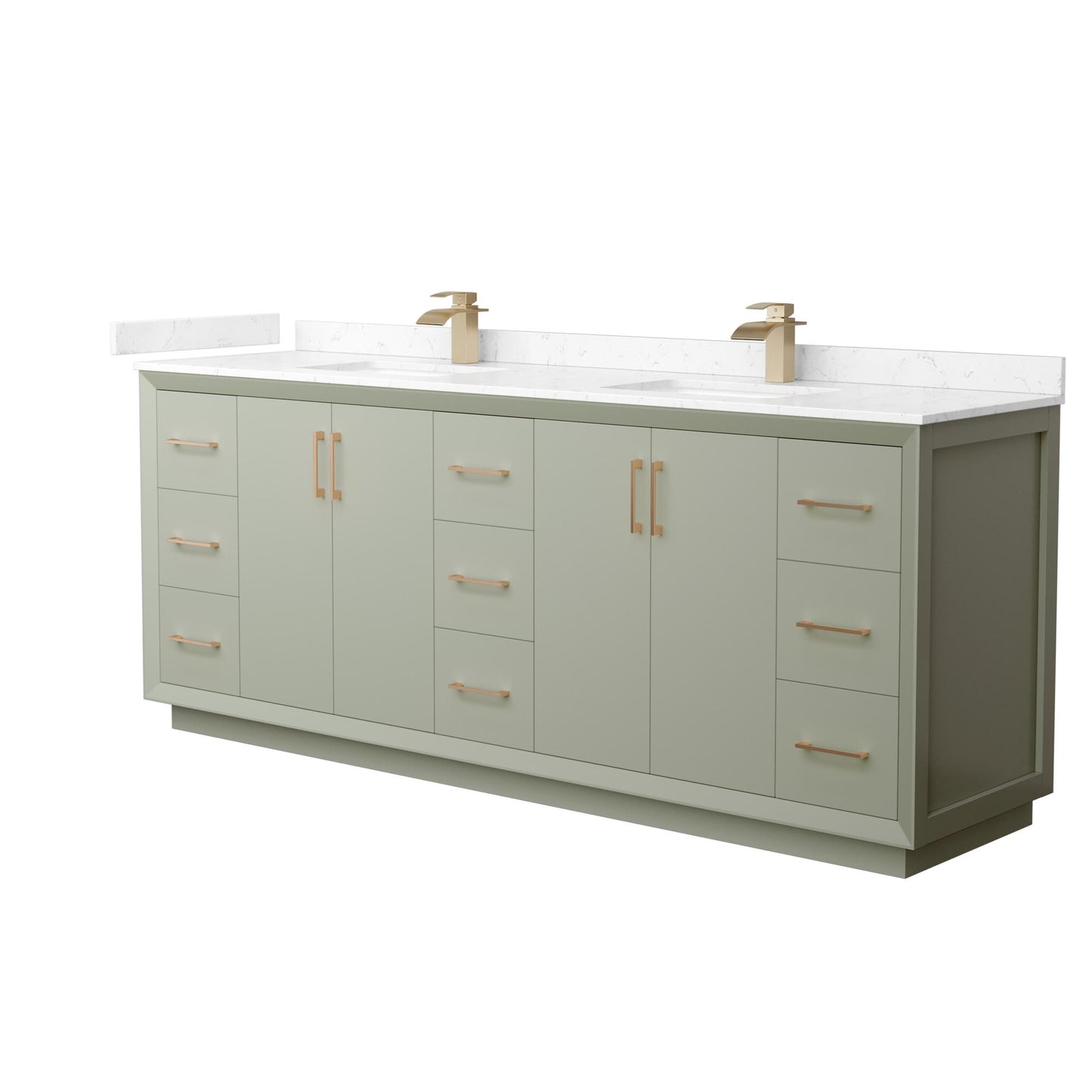 Strada Bathroom Vanity with Countertop 84 inch Double Sink Single hole Faucet Setup