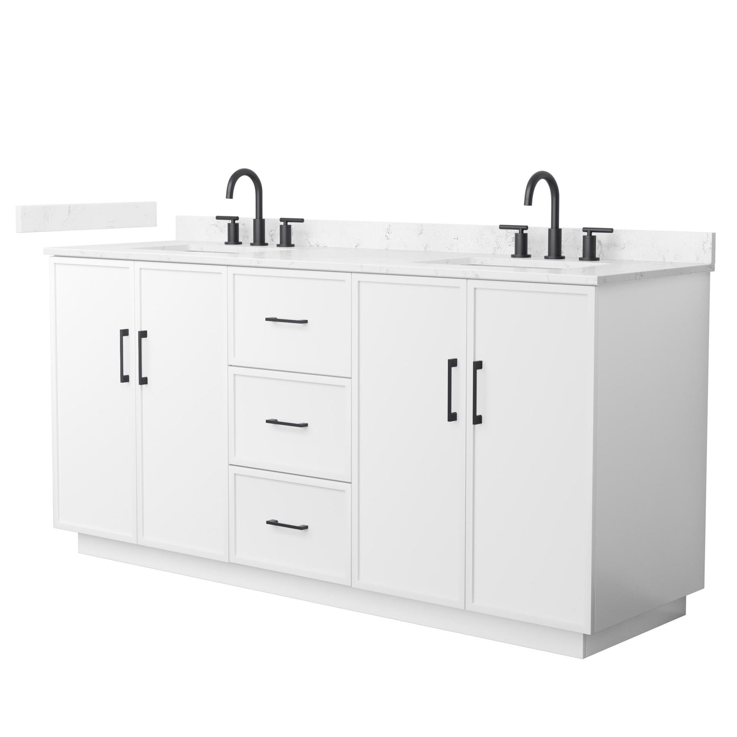 Elan TK Bathroom Vanity with Countertop 72 inch Double Sink 3-hole Faucet Setup