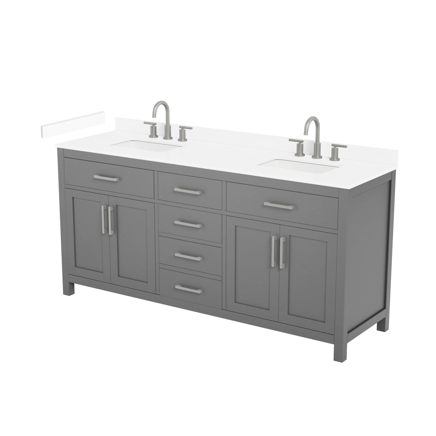 Beckett Bathroom Vanity with Countertop 72 inch Double Sink 3-hole Faucet Setup