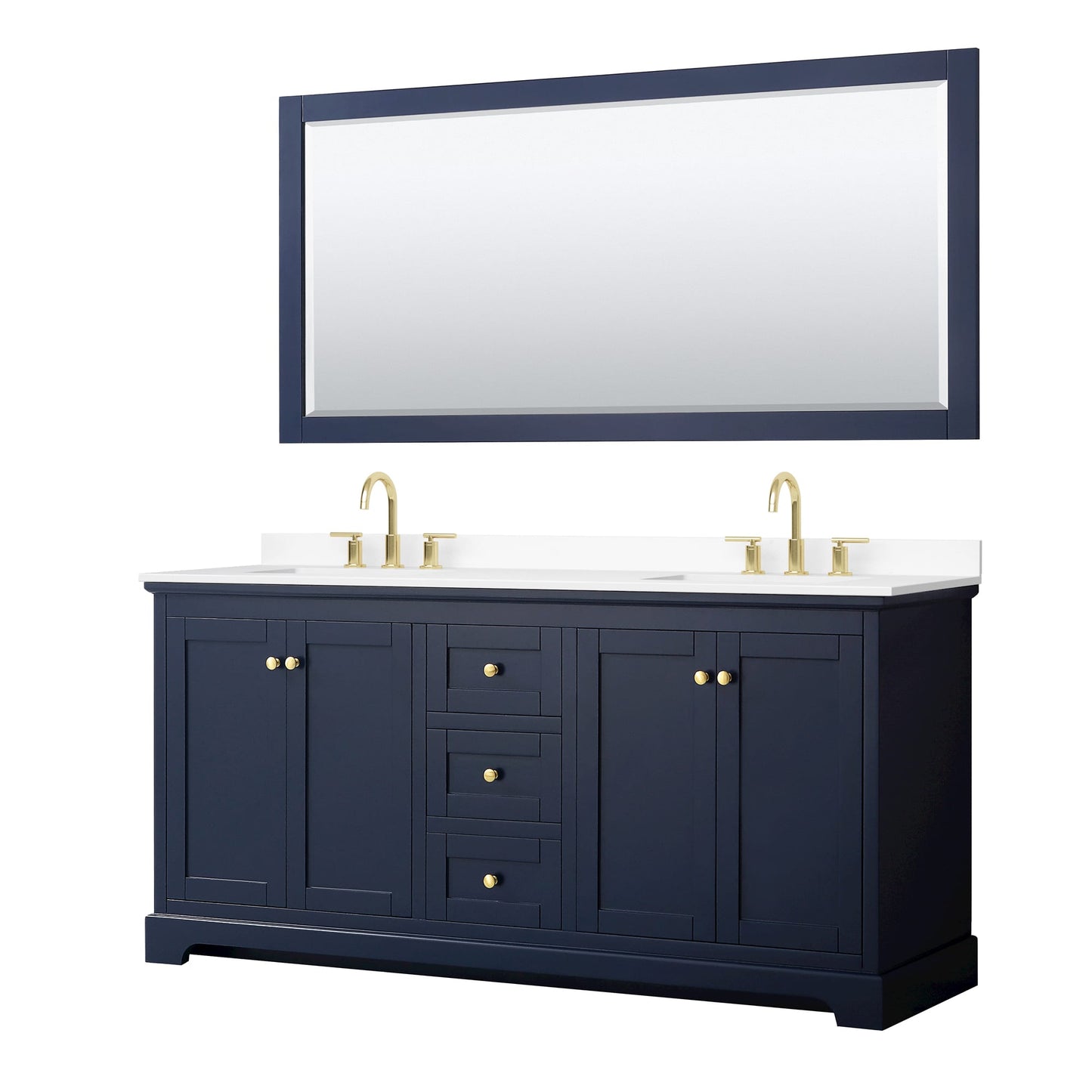 Avery Bathroom Vanity with Countertop 72 inch Double Sink 3-hole Faucet Setup