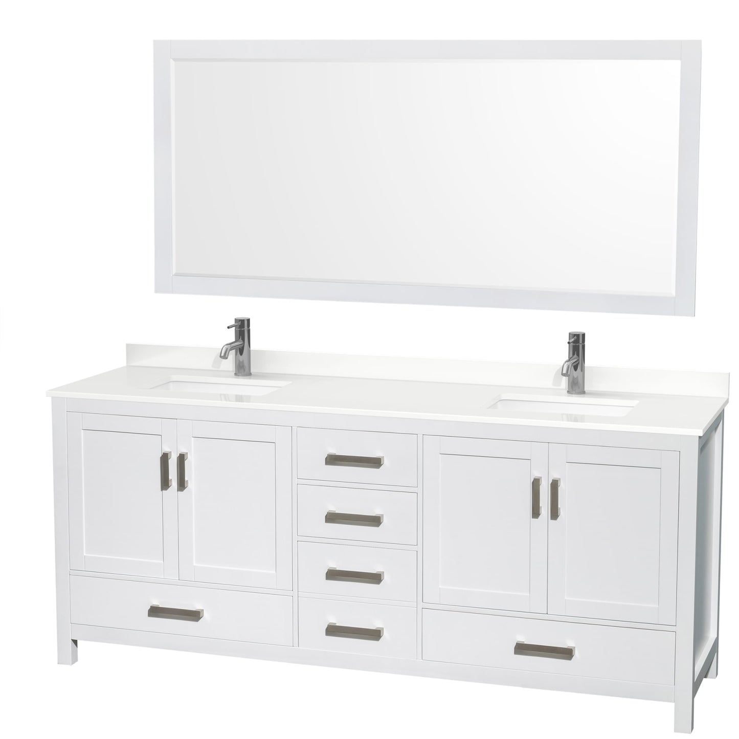 Sheffield Bathroom Vanity with Countertop 80 inch Double Sink Single hole Faucet Setup